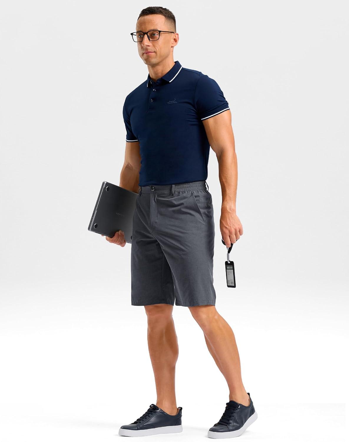 imageG Gradual Mens Casual Shorts 11 Lightweight Golf Shorts for Men with 3 Pockets Summer Quick Dry Breathable ShortsHeather Steel Gray