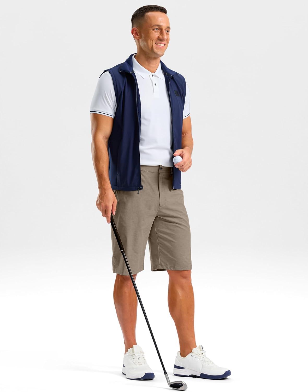 imageG Gradual Mens Casual Shorts 11 Lightweight Golf Shorts for Men with 3 Pockets Summer Quick Dry Breathable ShortsHeather Tan