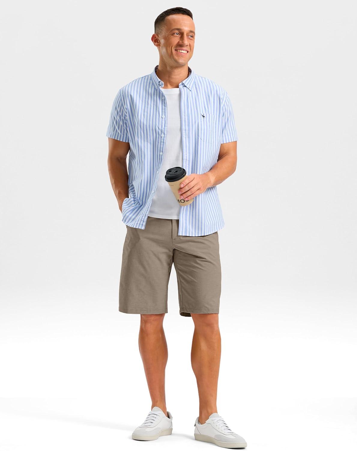 imageG Gradual Mens Casual Shorts 11 Lightweight Golf Shorts for Men with 3 Pockets Summer Quick Dry Breathable ShortsHeather Tan