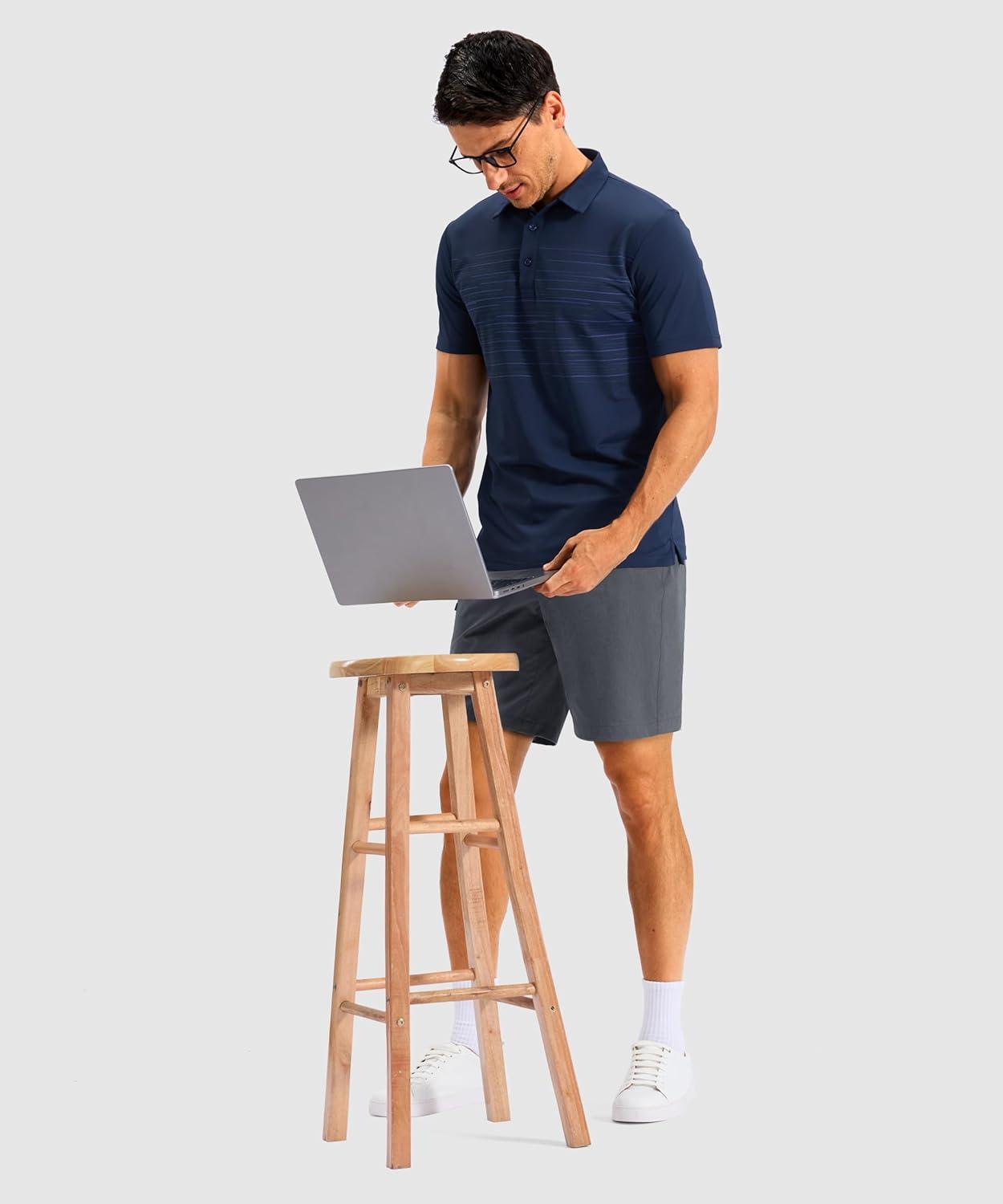 imageG Gradual Mens Golf Dress Shorts 7 Inch Inseam Lightweight Quick Dry Chino Casual Work Shorts for Men with 4 PocketsDeep Grey