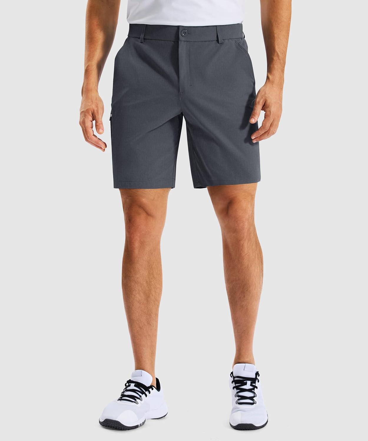imageG Gradual Mens Golf Dress Shorts 7 Inch Inseam Lightweight Quick Dry Chino Casual Work Shorts for Men with 4 PocketsDeep Grey