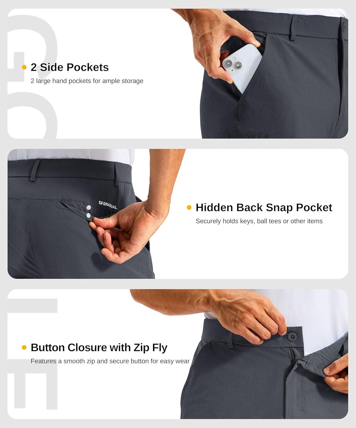 imageG Gradual Mens Golf Dress Shorts 7 Inch Inseam Lightweight Quick Dry Chino Casual Work Shorts for Men with 4 PocketsDeep Grey