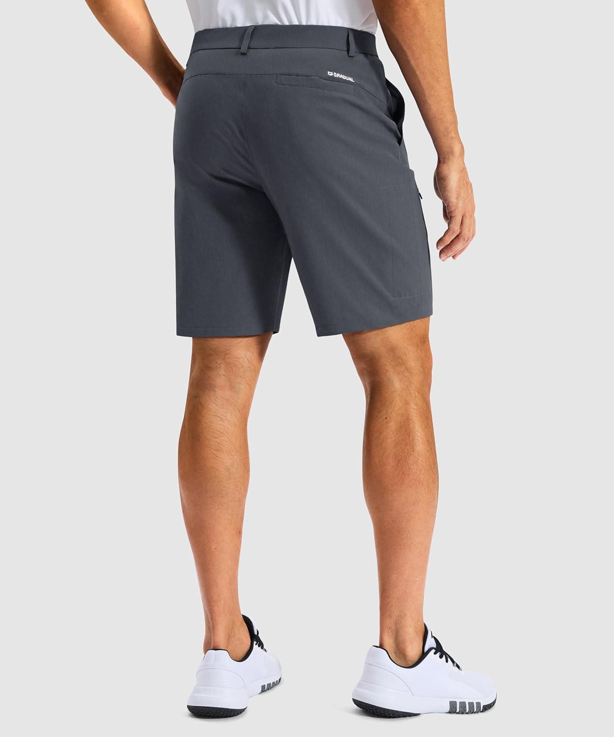 imageG Gradual Mens Golf Dress Shorts 7 Inch Inseam Lightweight Quick Dry Chino Casual Work Shorts for Men with 4 PocketsDeep Grey