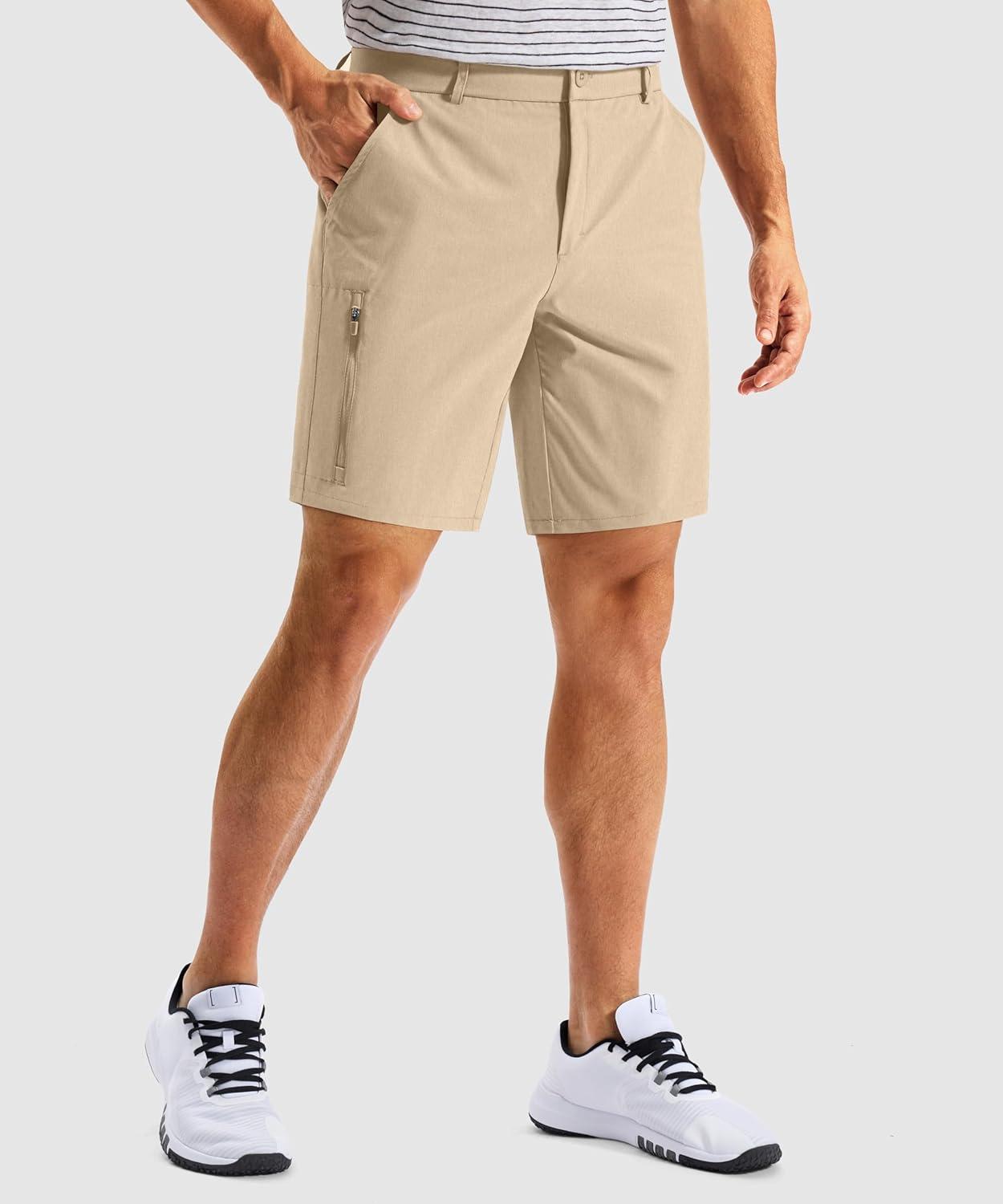 imageG Gradual Mens Golf Dress Shorts 7 Inch Inseam Lightweight Quick Dry Chino Casual Work Shorts for Men with 4 PocketsKhaki