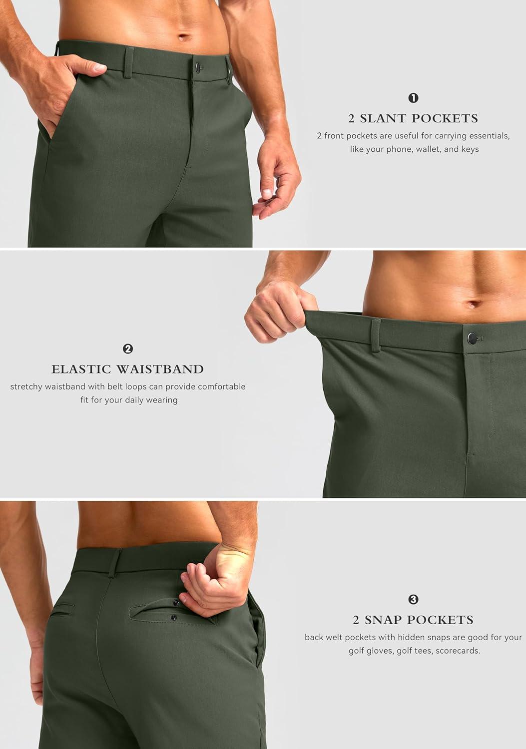 imageG Gradual Mens Golf Joggers Pants 4 Pockets with Belt Loops 28 Stretch Slim Fit Dress Joggers for Men Casual TravelSage Green