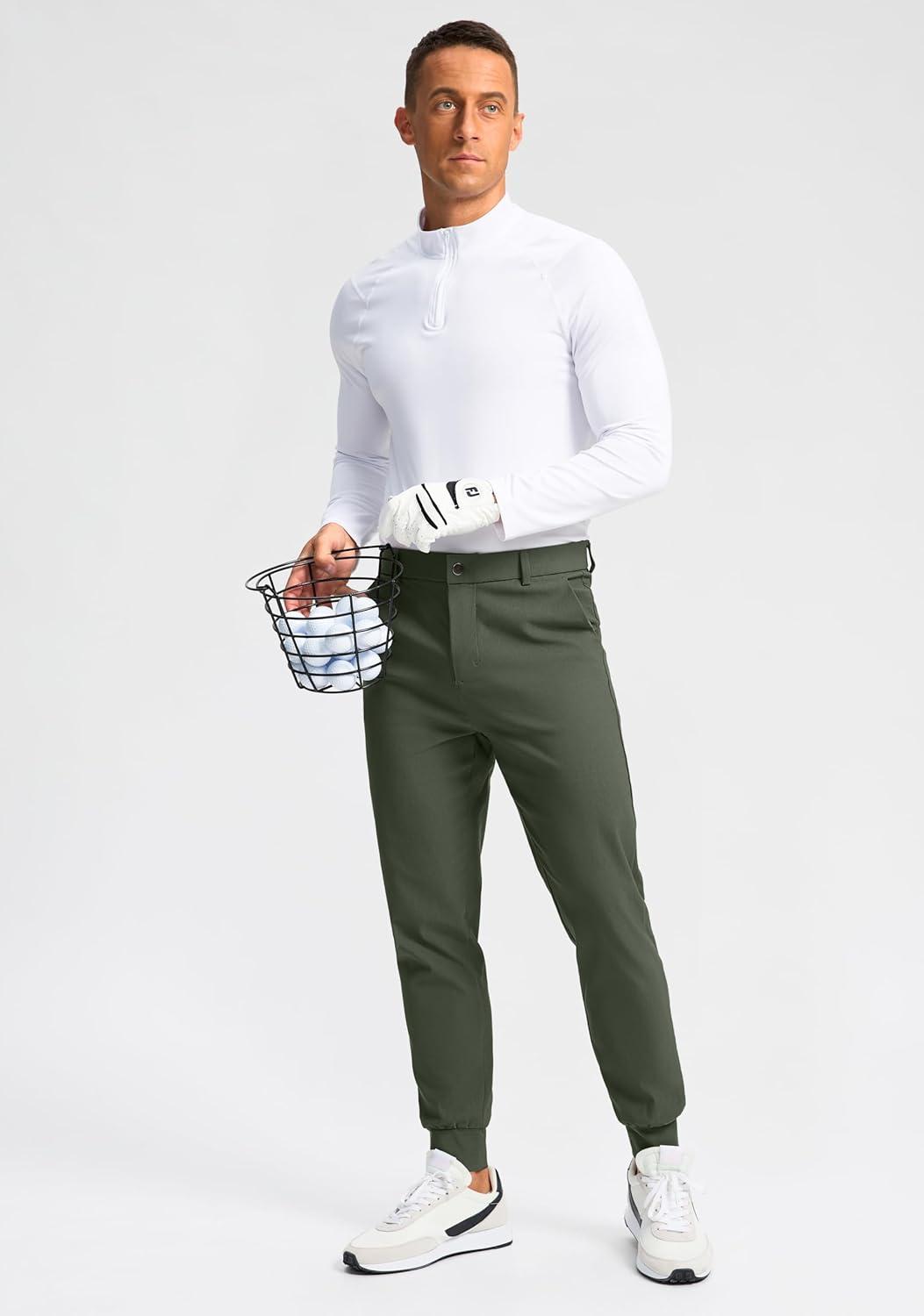 imageG Gradual Mens Golf Joggers Pants 4 Pockets with Belt Loops 28 Stretch Slim Fit Dress Joggers for Men Casual TravelSage Green