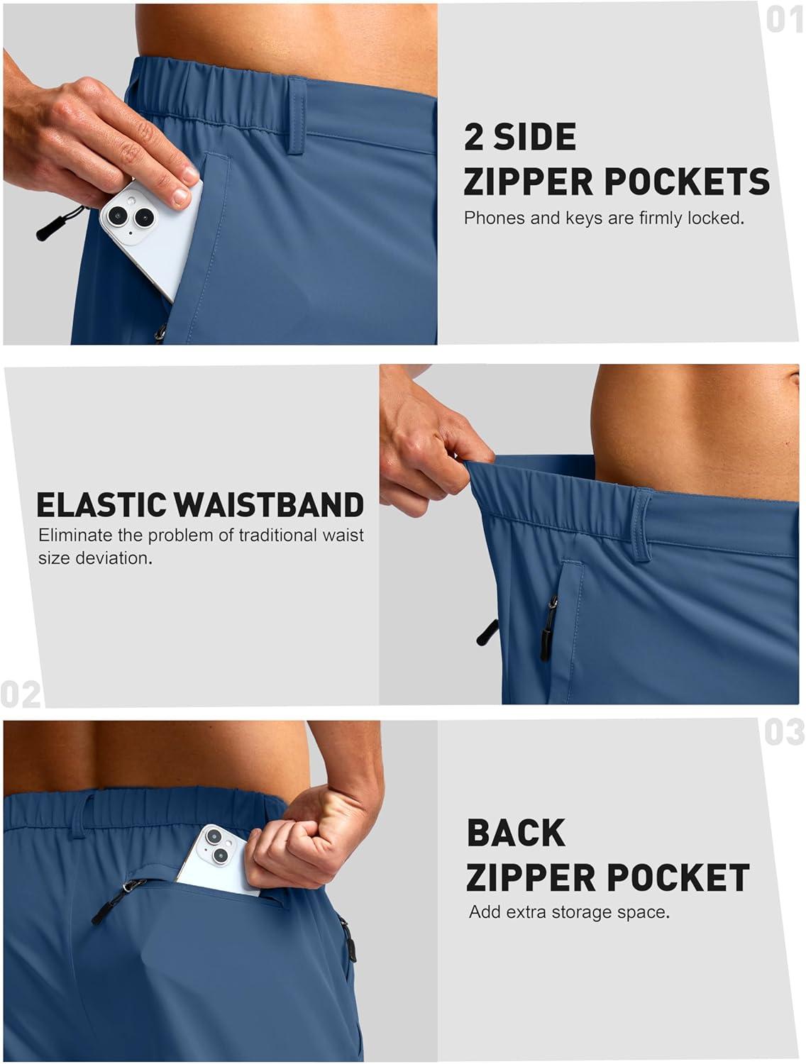 imageG Gradual Mens Shorts 7 5 9 Lightewight Casual Shorts for Men Hiking Golf Shorts with 3 Zipper PocketsBlue