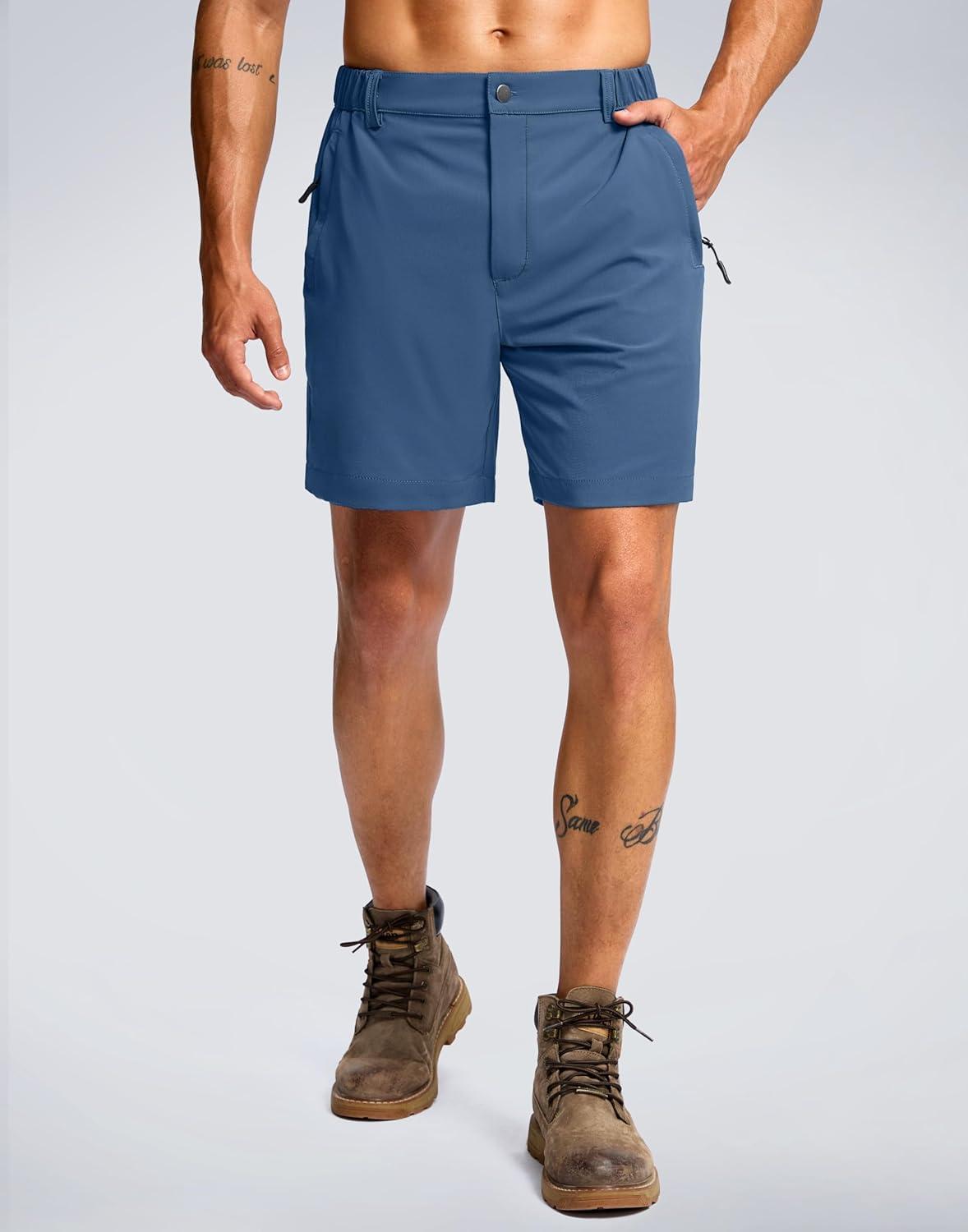 imageG Gradual Mens Shorts 7 5 9 Lightewight Casual Shorts for Men Hiking Golf Shorts with 3 Zipper PocketsBlue