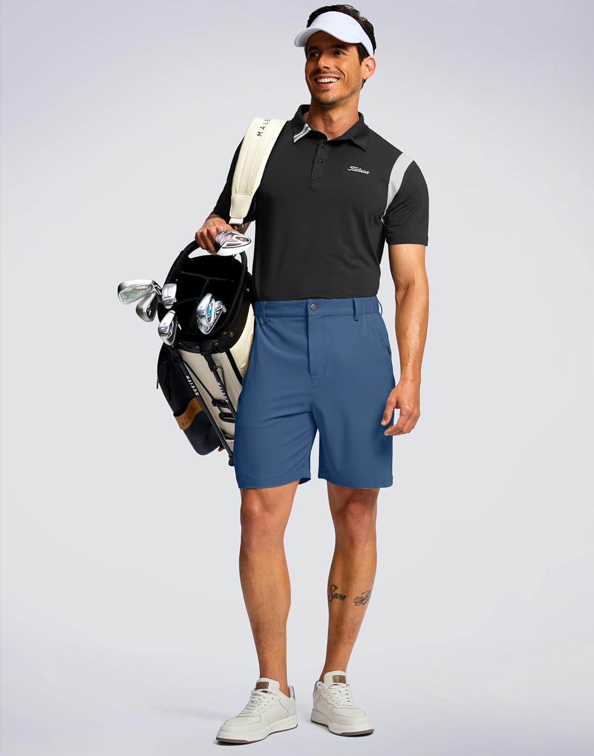 imageG Gradual Mens Shorts 7 5 9 Lightewight Casual Shorts for Men Hiking Golf Shorts with 3 Zipper PocketsBlue