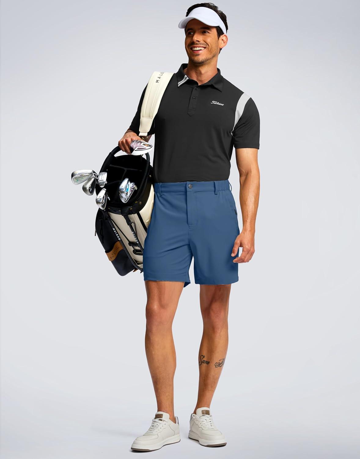 imageG Gradual Mens Shorts 7 5 9 Lightewight Casual Shorts for Men Hiking Golf Shorts with 3 Zipper PocketsBlue