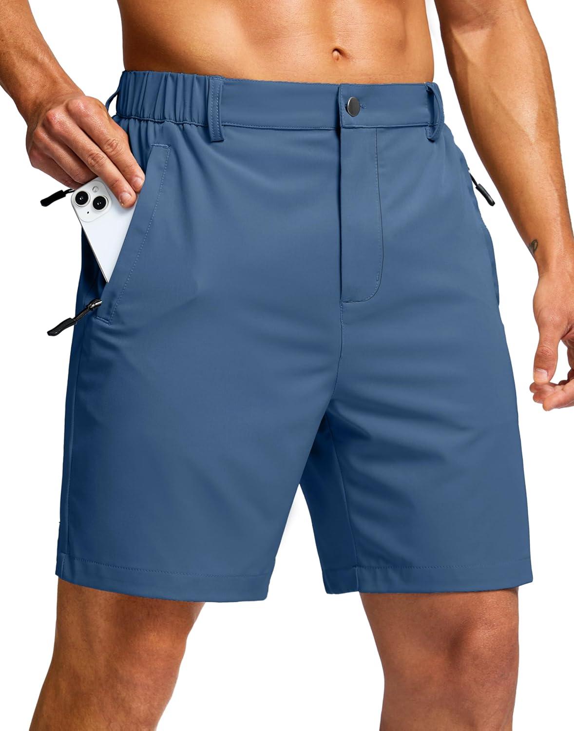 imageG Gradual Mens Shorts 7 5 9 Lightewight Casual Shorts for Men Hiking Golf Shorts with 3 Zipper PocketsBlue