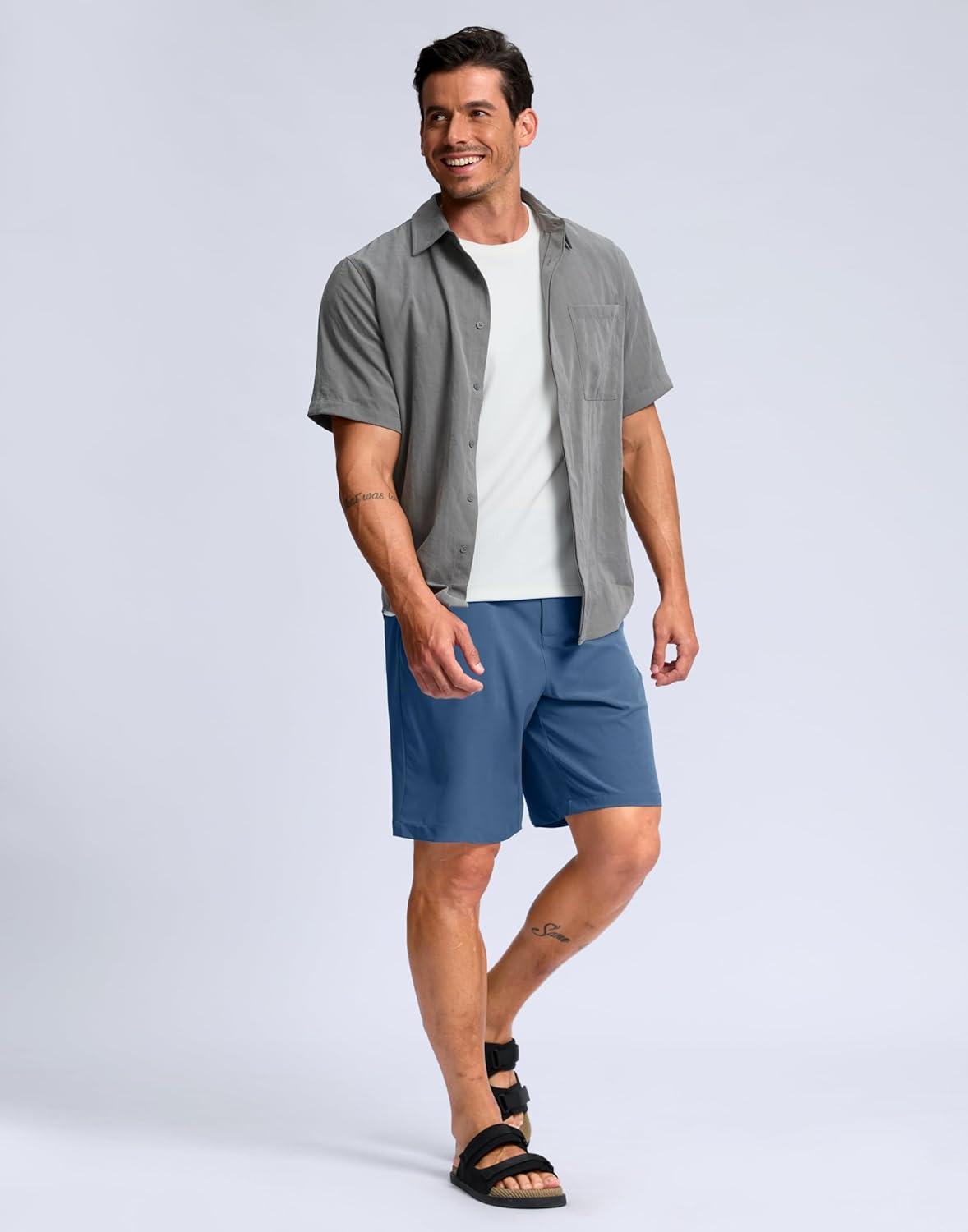 imageG Gradual Mens Shorts 7 5 9 Lightewight Casual Shorts for Men Hiking Golf Shorts with 3 Zipper PocketsBlue