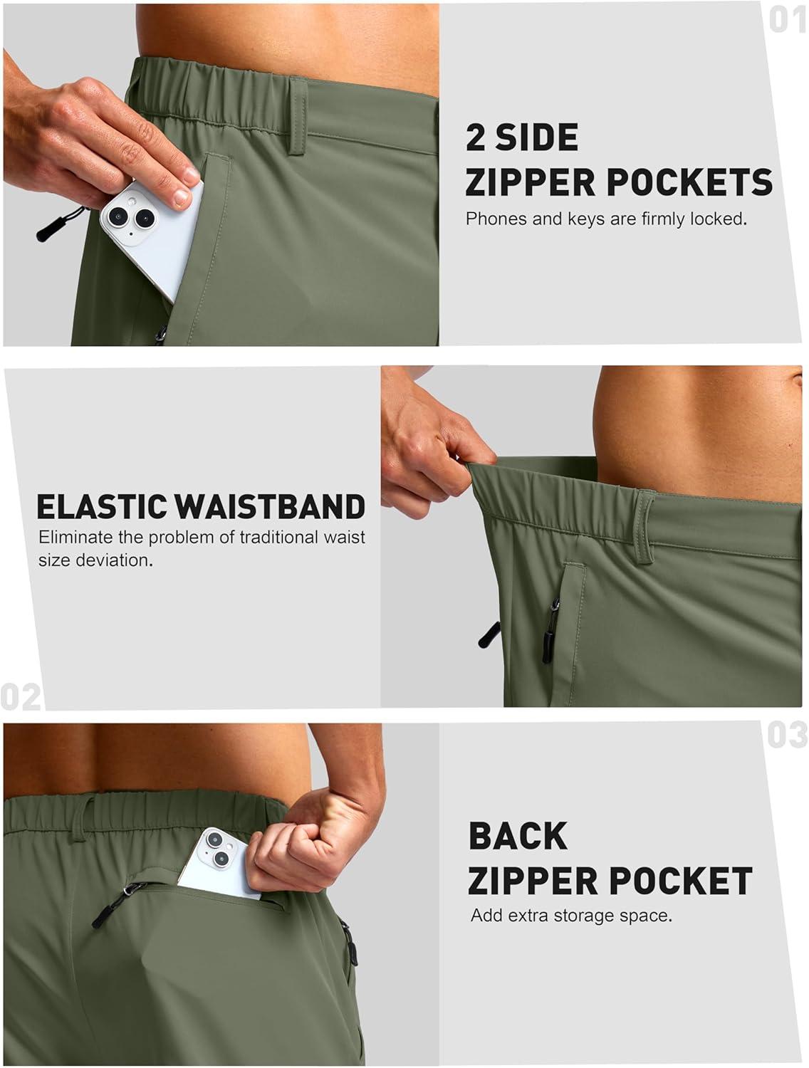 imageG Gradual Mens Shorts 7 5 9 Lightewight Casual Shorts for Men Hiking Golf Shorts with 3 Zipper PocketsGrey Sage