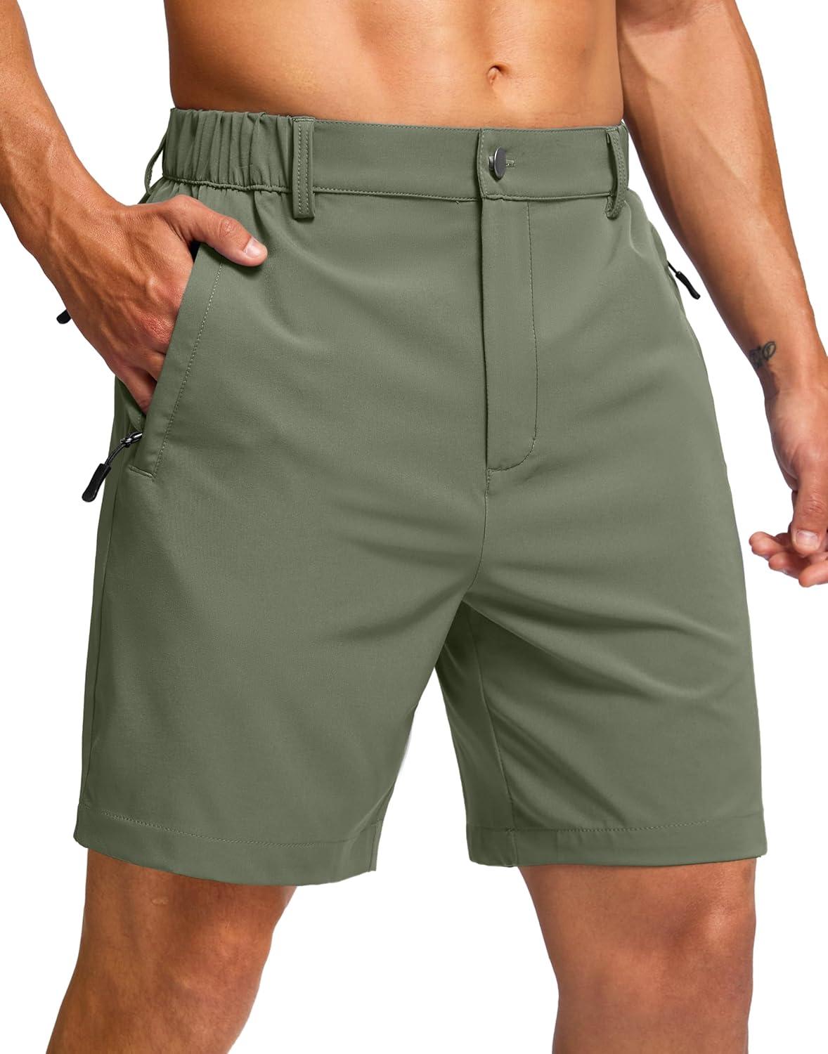 imageG Gradual Mens Shorts 7 5 9 Lightewight Casual Shorts for Men Hiking Golf Shorts with 3 Zipper PocketsGrey Sage