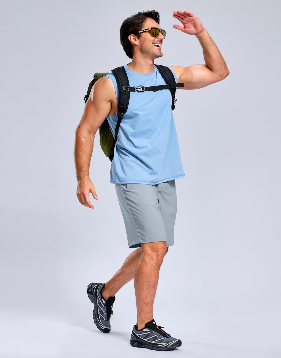 imageG Gradual Mens Shorts 7 5 9 Lightewight Casual Shorts for Men Hiking Golf Shorts with 3 Zipper PocketsLight Grey