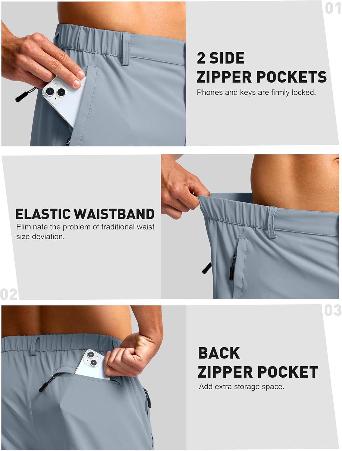 imageG Gradual Mens Shorts 7 5 9 Lightewight Casual Shorts for Men Hiking Golf Shorts with 3 Zipper PocketsLight Grey