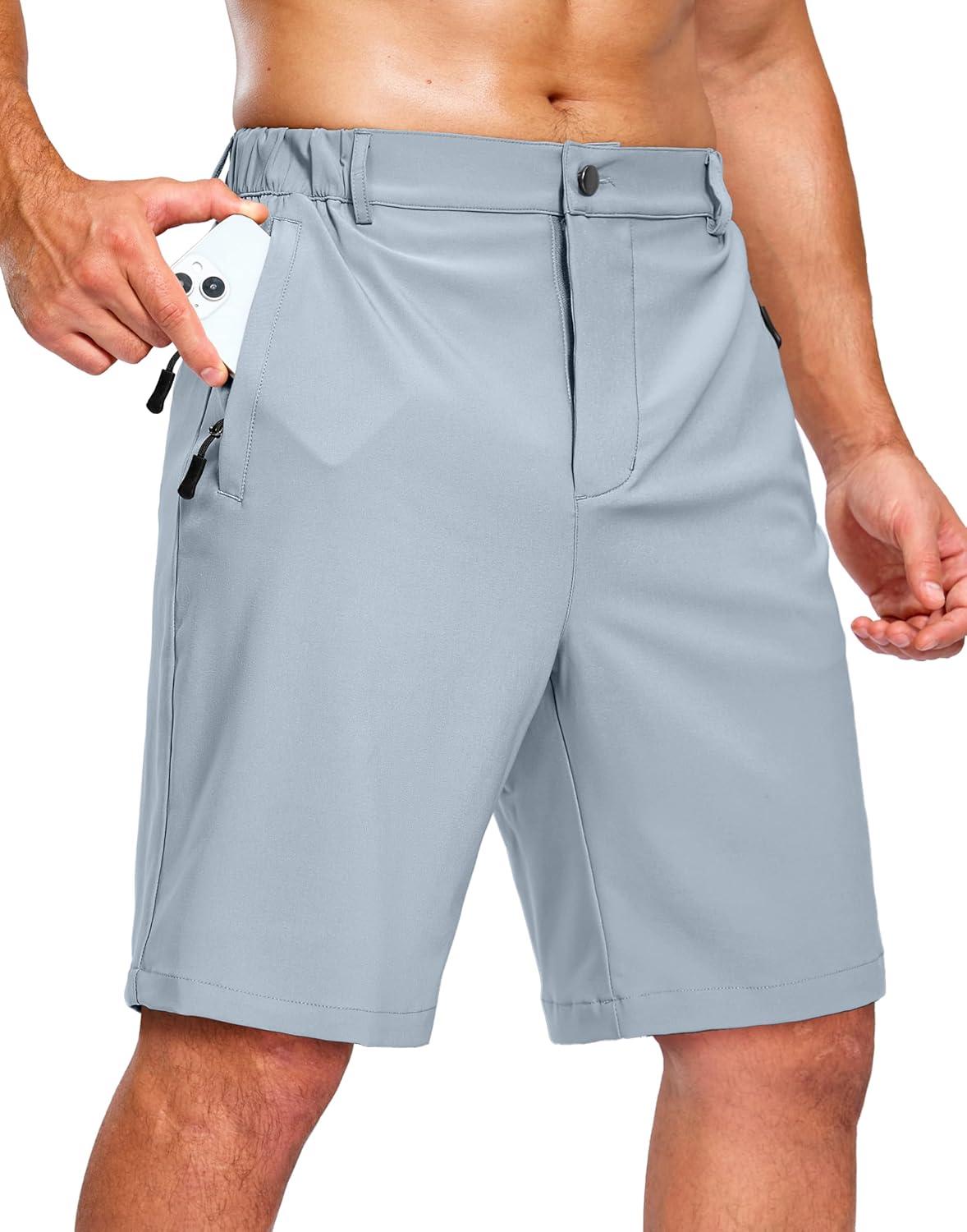 imageG Gradual Mens Shorts 7 5 9 Lightewight Casual Shorts for Men Hiking Golf Shorts with 3 Zipper PocketsLight Grey