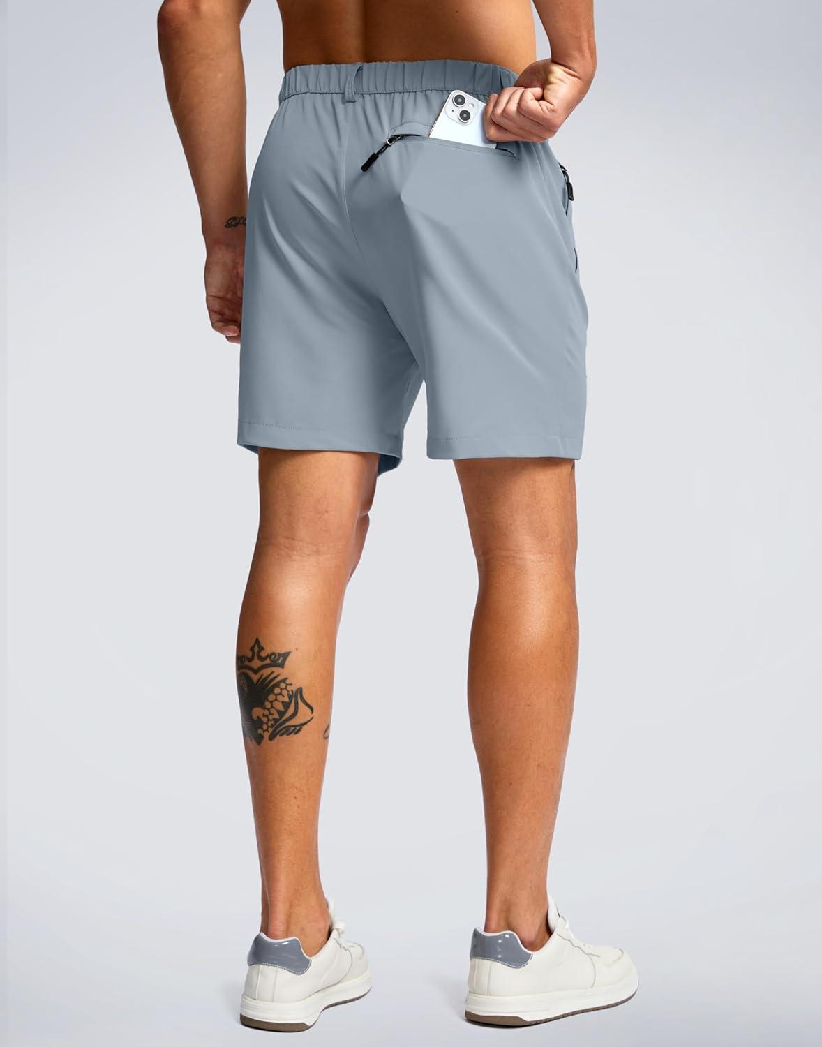 imageG Gradual Mens Shorts 7 5 9 Lightewight Casual Shorts for Men Hiking Golf Shorts with 3 Zipper PocketsLight Grey