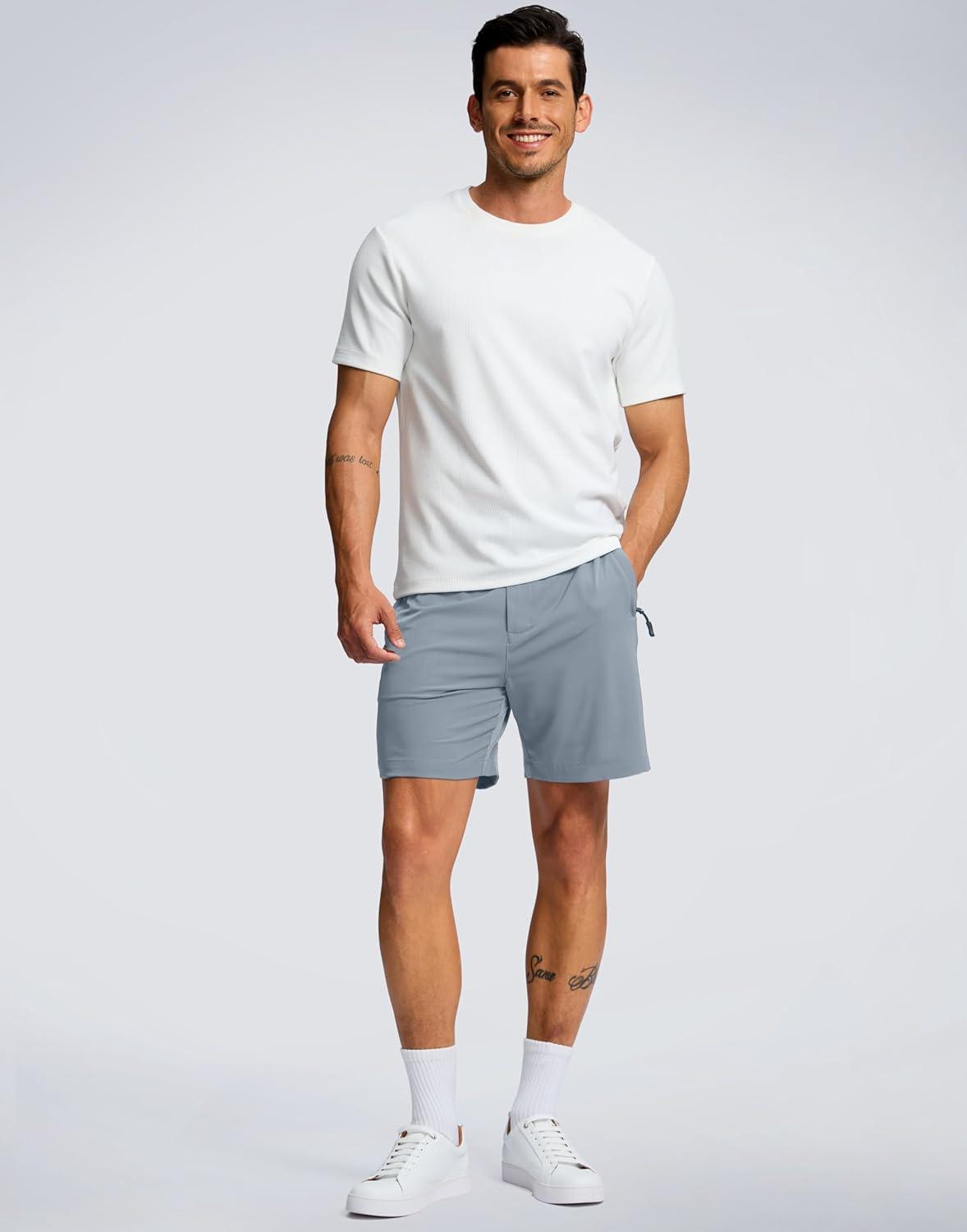 imageG Gradual Mens Shorts 7 5 9 Lightewight Casual Shorts for Men Hiking Golf Shorts with 3 Zipper PocketsLight Grey