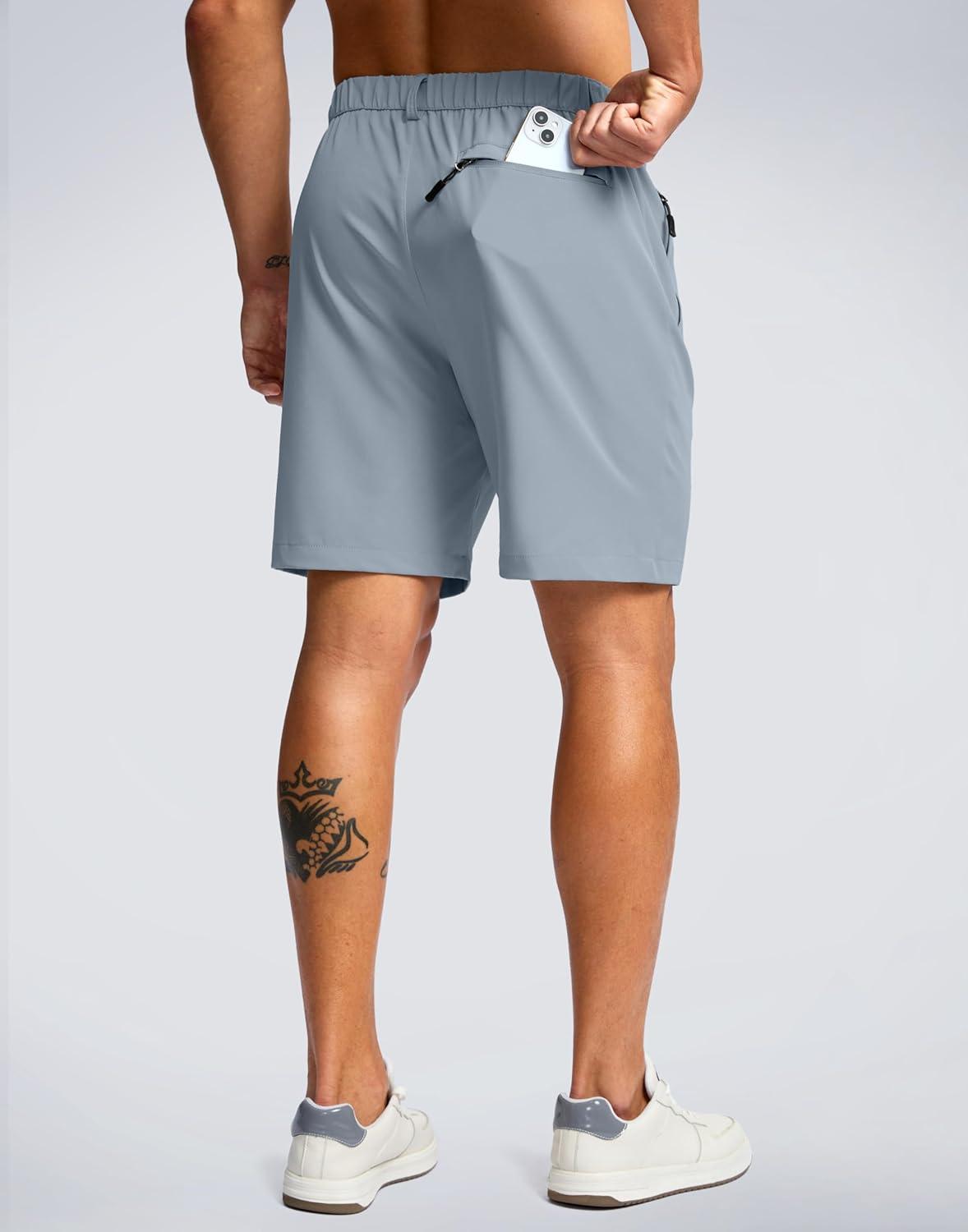 imageG Gradual Mens Shorts 7 5 9 Lightewight Casual Shorts for Men Hiking Golf Shorts with 3 Zipper PocketsLight Grey