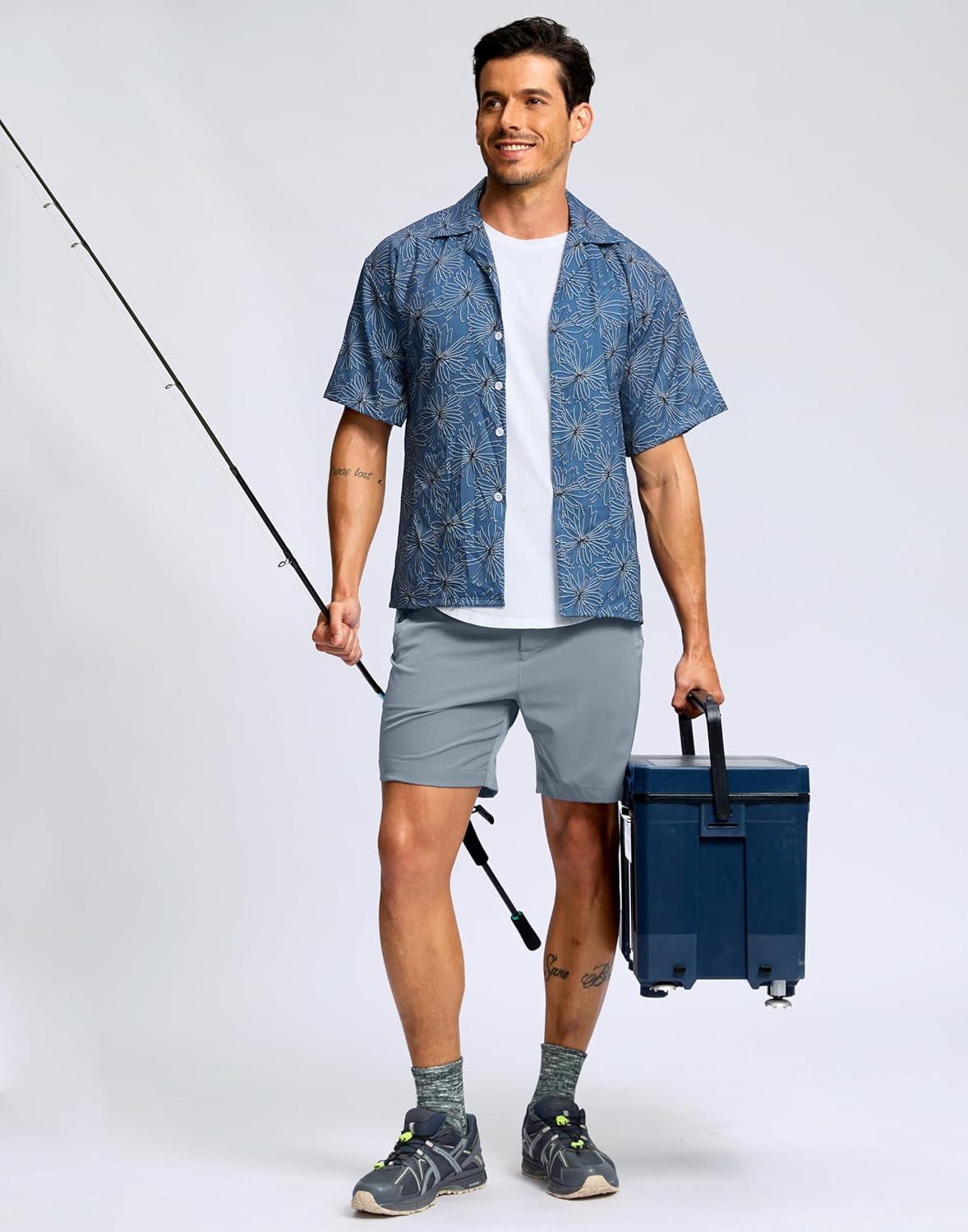 imageG Gradual Mens Shorts 7 5 9 Lightewight Casual Shorts for Men Hiking Golf Shorts with 3 Zipper PocketsLight Grey