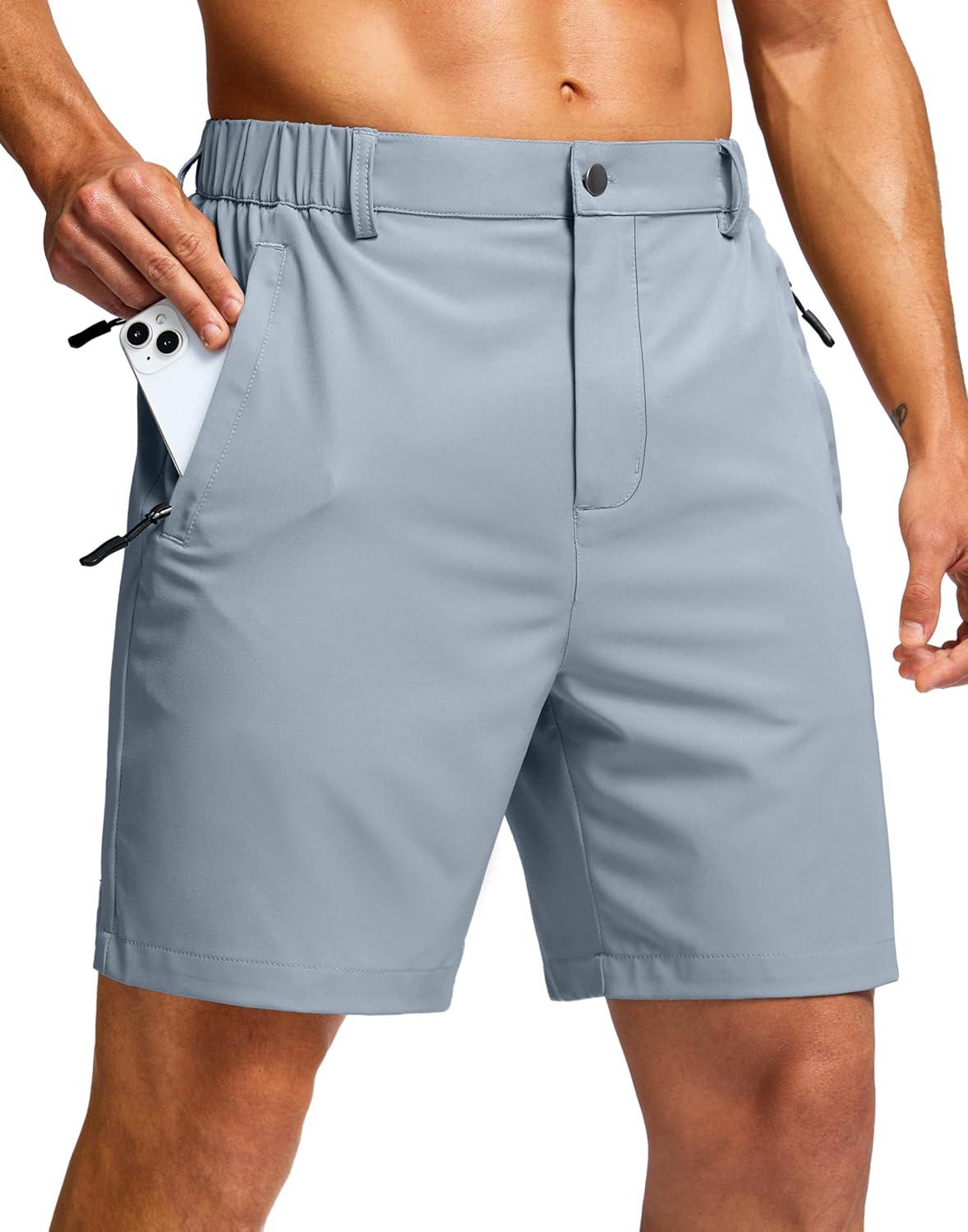 imageG Gradual Mens Shorts 7 5 9 Lightewight Casual Shorts for Men Hiking Golf Shorts with 3 Zipper PocketsLight Grey