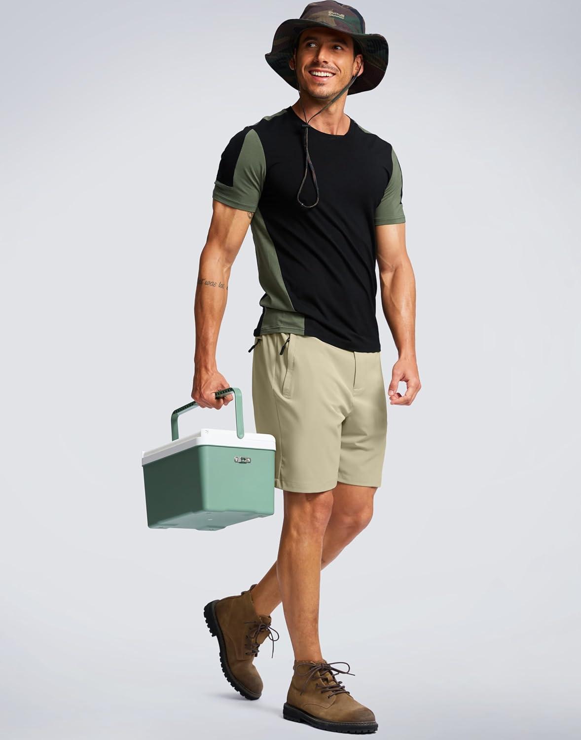 imageG Gradual Mens Shorts 7 5 9 Lightewight Casual Shorts for Men Hiking Golf Shorts with 3 Zipper PocketsLight Khaki