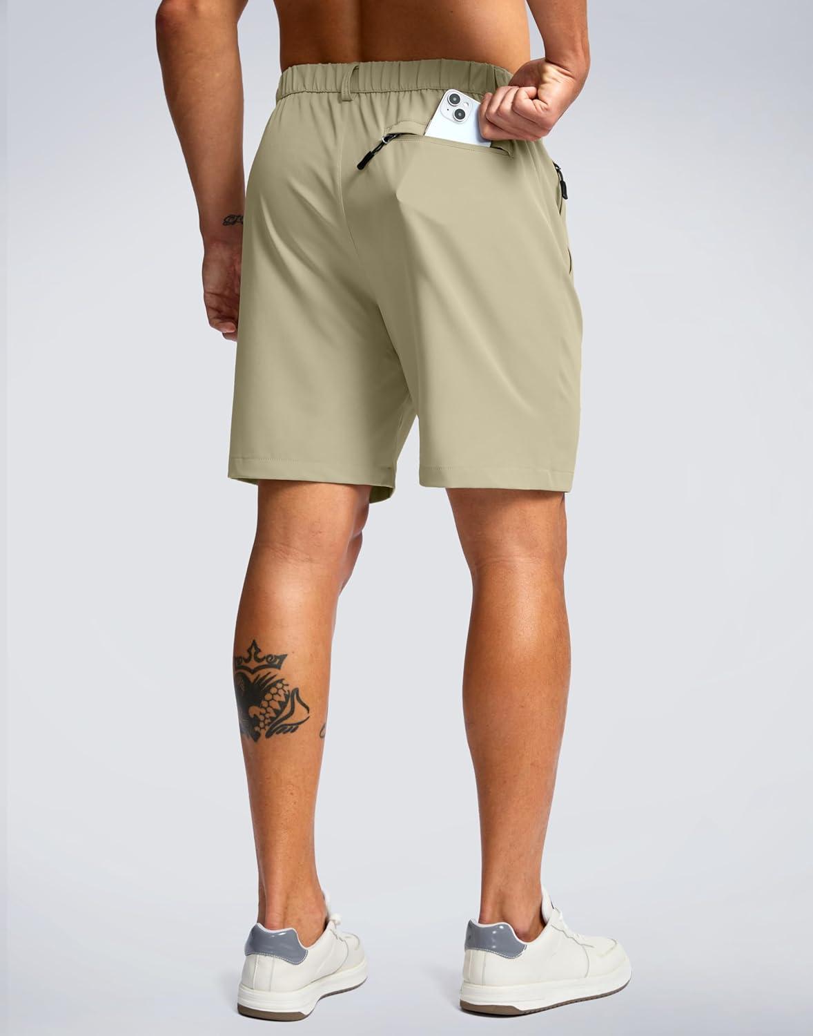 imageG Gradual Mens Shorts 7 5 9 Lightewight Casual Shorts for Men Hiking Golf Shorts with 3 Zipper PocketsLight Khaki