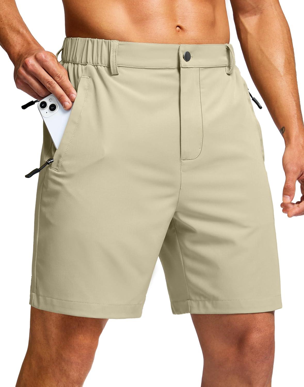 imageG Gradual Mens Shorts 7 5 9 Lightewight Casual Shorts for Men Hiking Golf Shorts with 3 Zipper PocketsLight Khaki
