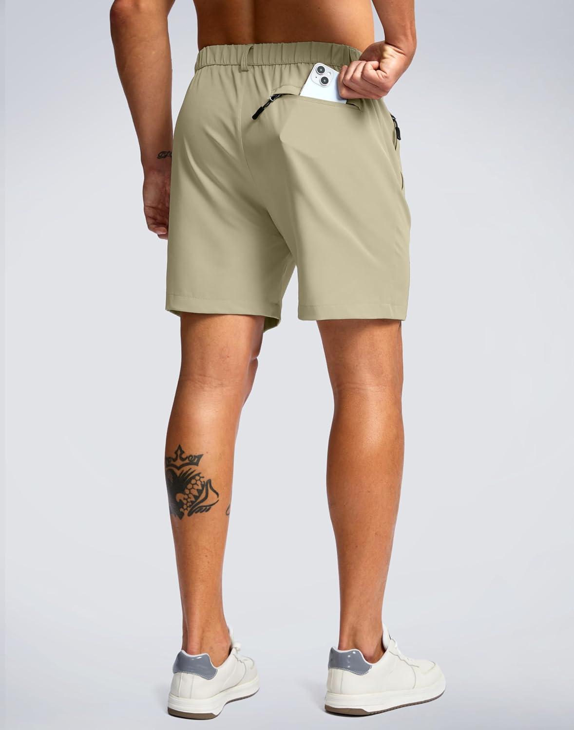 imageG Gradual Mens Shorts 7 5 9 Lightewight Casual Shorts for Men Hiking Golf Shorts with 3 Zipper PocketsLight Khaki