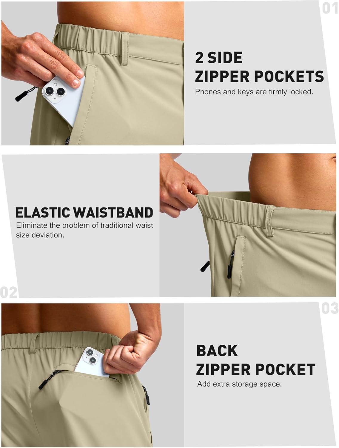 imageG Gradual Mens Shorts 7 5 9 Lightewight Casual Shorts for Men Hiking Golf Shorts with 3 Zipper PocketsLight Khaki