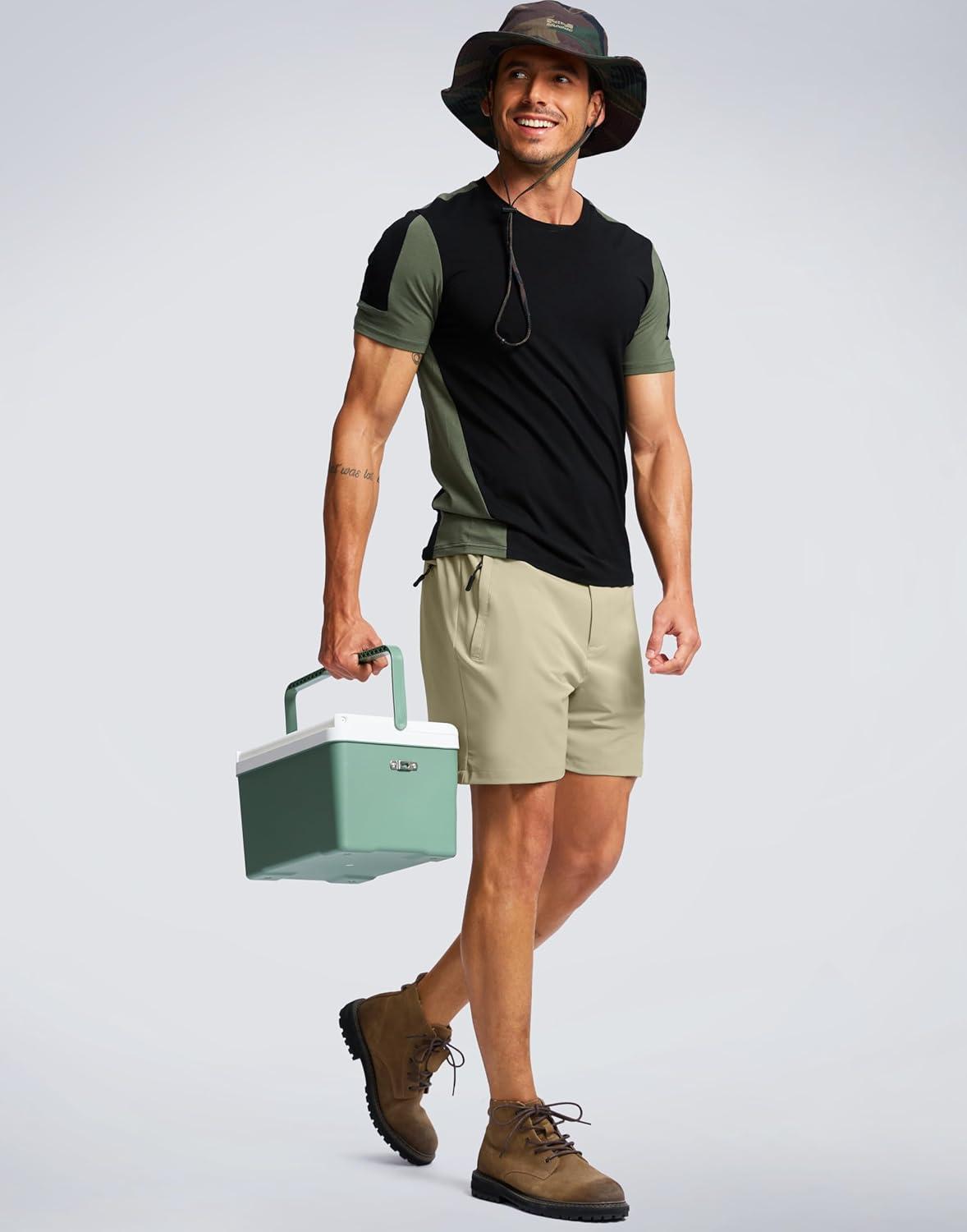 imageG Gradual Mens Shorts 7 5 9 Lightewight Casual Shorts for Men Hiking Golf Shorts with 3 Zipper PocketsLight Khaki