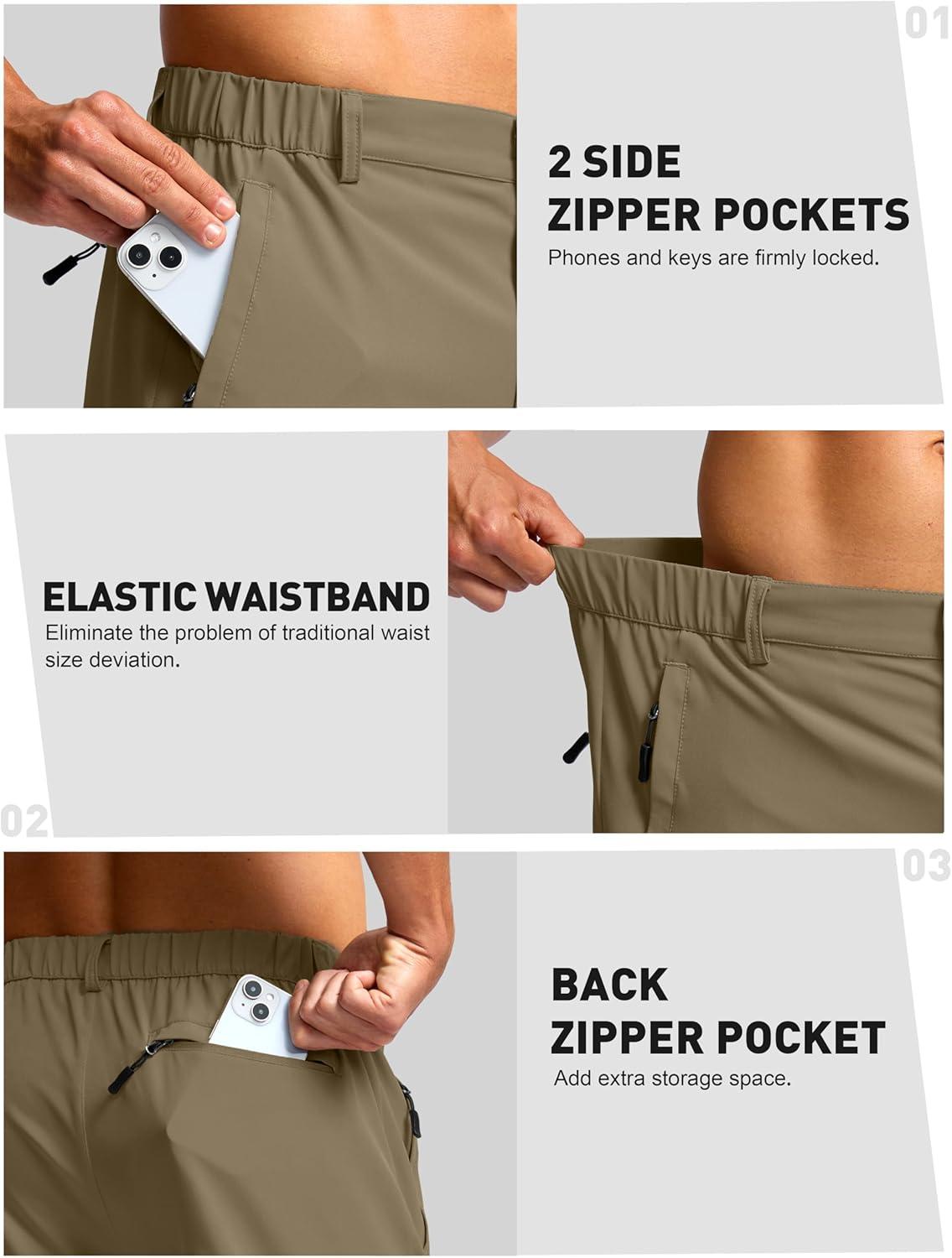 imageG Gradual Mens Shorts 7 5 9 Lightewight Casual Shorts for Men Hiking Golf Shorts with 3 Zipper PocketsMedium Khaki