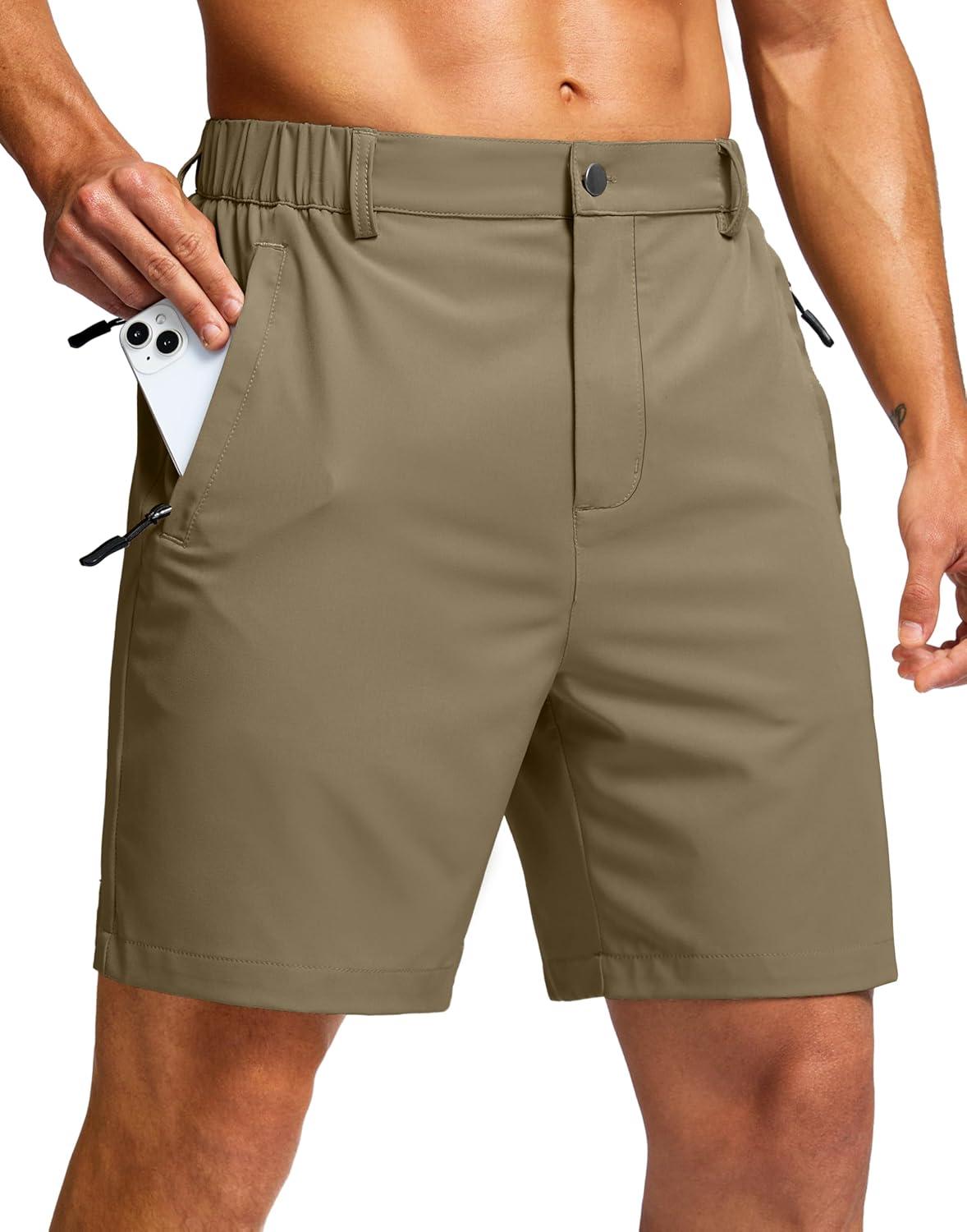 imageG Gradual Mens Shorts 7 5 9 Lightewight Casual Shorts for Men Hiking Golf Shorts with 3 Zipper PocketsMedium Khaki