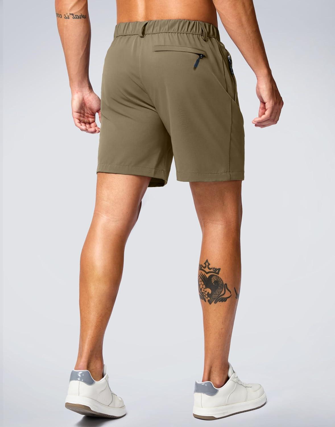 imageG Gradual Mens Shorts 7 5 9 Lightewight Casual Shorts for Men Hiking Golf Shorts with 3 Zipper PocketsMedium Khaki