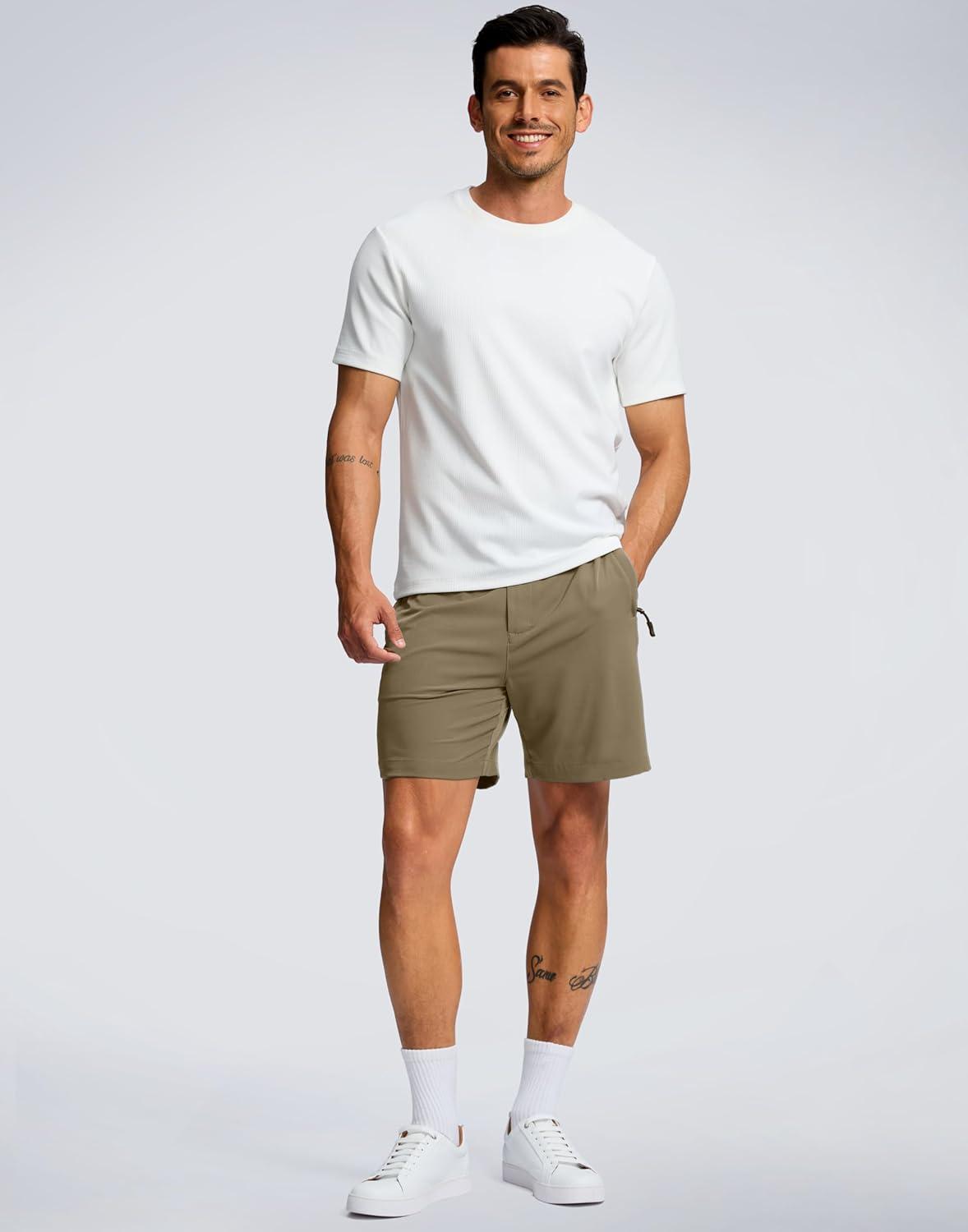 imageG Gradual Mens Shorts 7 5 9 Lightewight Casual Shorts for Men Hiking Golf Shorts with 3 Zipper PocketsMedium Khaki