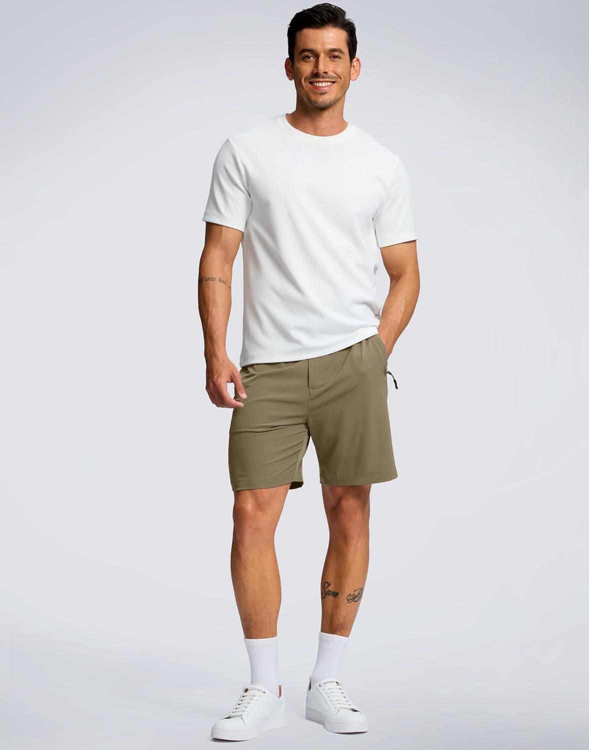 imageG Gradual Mens Shorts 7 5 9 Lightewight Casual Shorts for Men Hiking Golf Shorts with 3 Zipper PocketsMedium Khaki