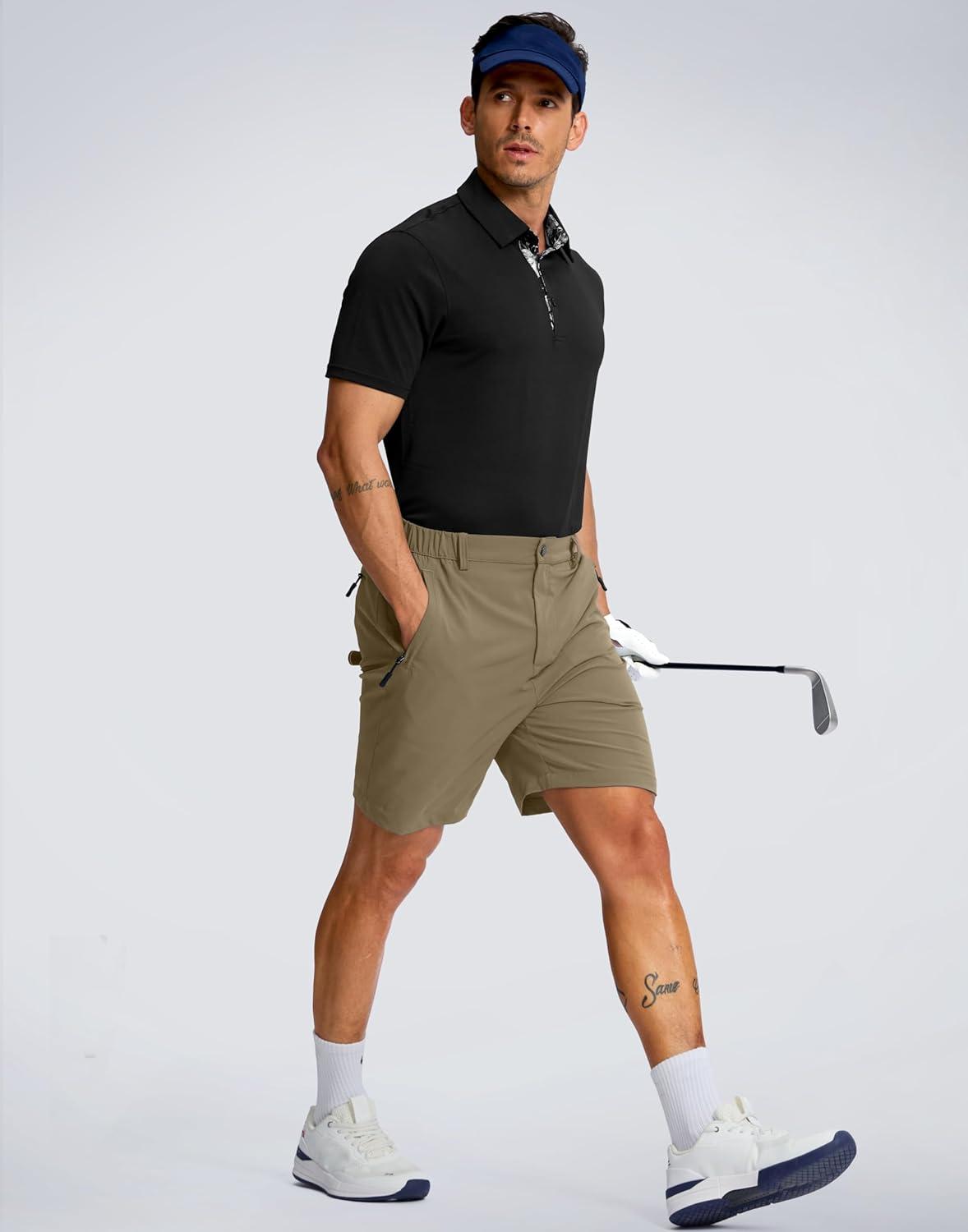 imageG Gradual Mens Shorts 7 5 9 Lightewight Casual Shorts for Men Hiking Golf Shorts with 3 Zipper PocketsMedium Khaki