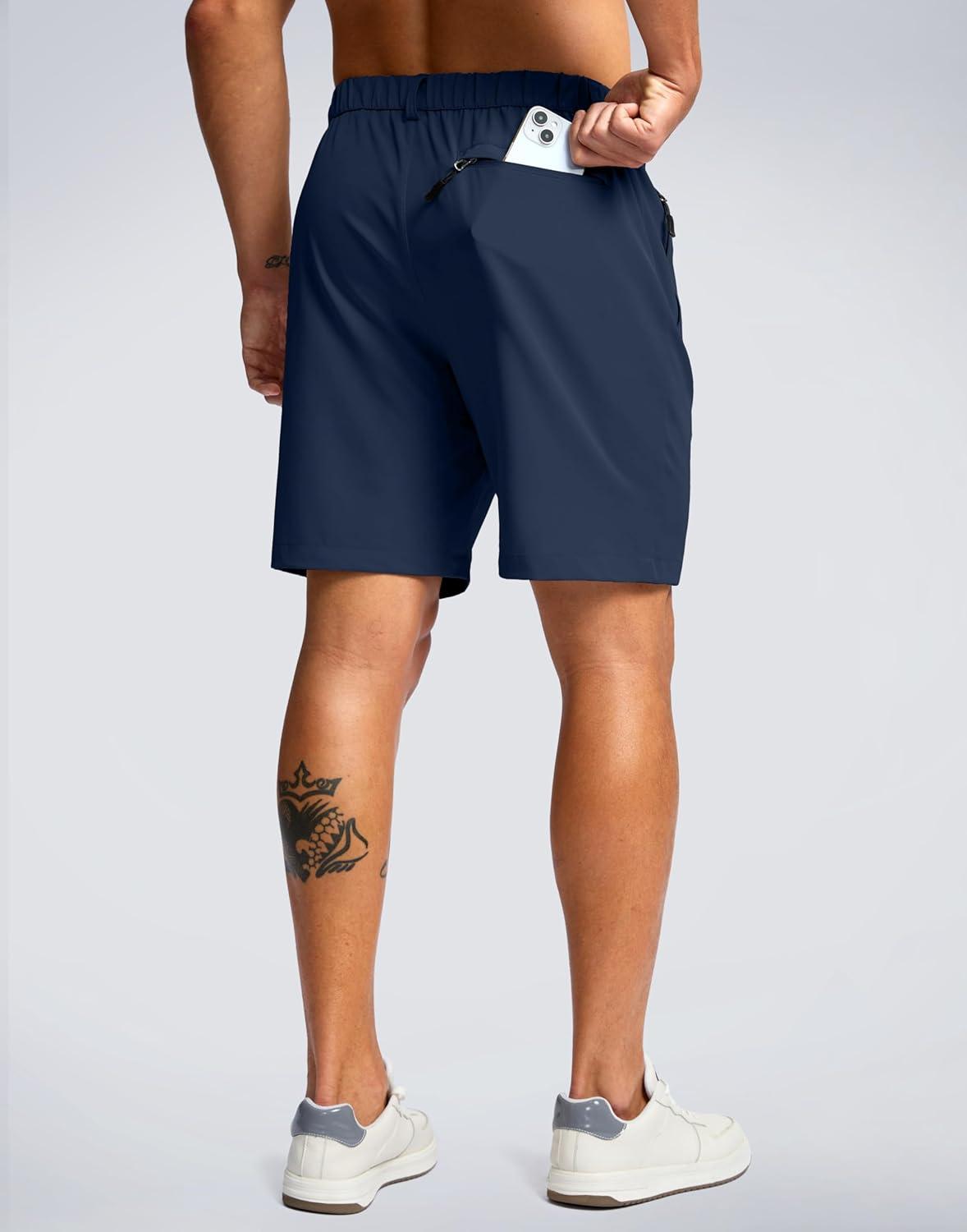 imageG Gradual Mens Shorts 7 5 9 Lightewight Casual Shorts for Men Hiking Golf Shorts with 3 Zipper PocketsNavy