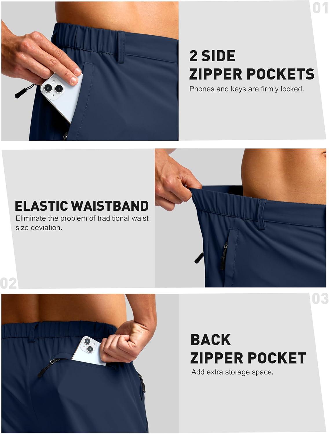 imageG Gradual Mens Shorts 7 5 9 Lightewight Casual Shorts for Men Hiking Golf Shorts with 3 Zipper PocketsNavy