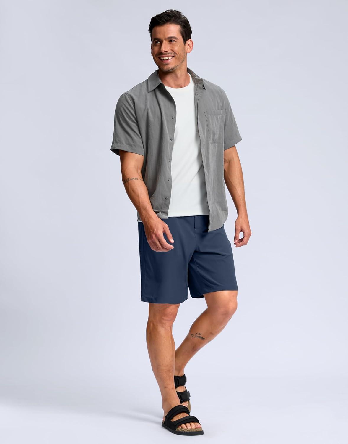 imageG Gradual Mens Shorts 7 5 9 Lightewight Casual Shorts for Men Hiking Golf Shorts with 3 Zipper PocketsNavy