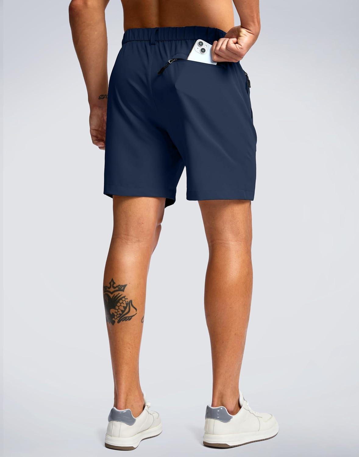 imageG Gradual Mens Shorts 7 5 9 Lightewight Casual Shorts for Men Hiking Golf Shorts with 3 Zipper PocketsNavy