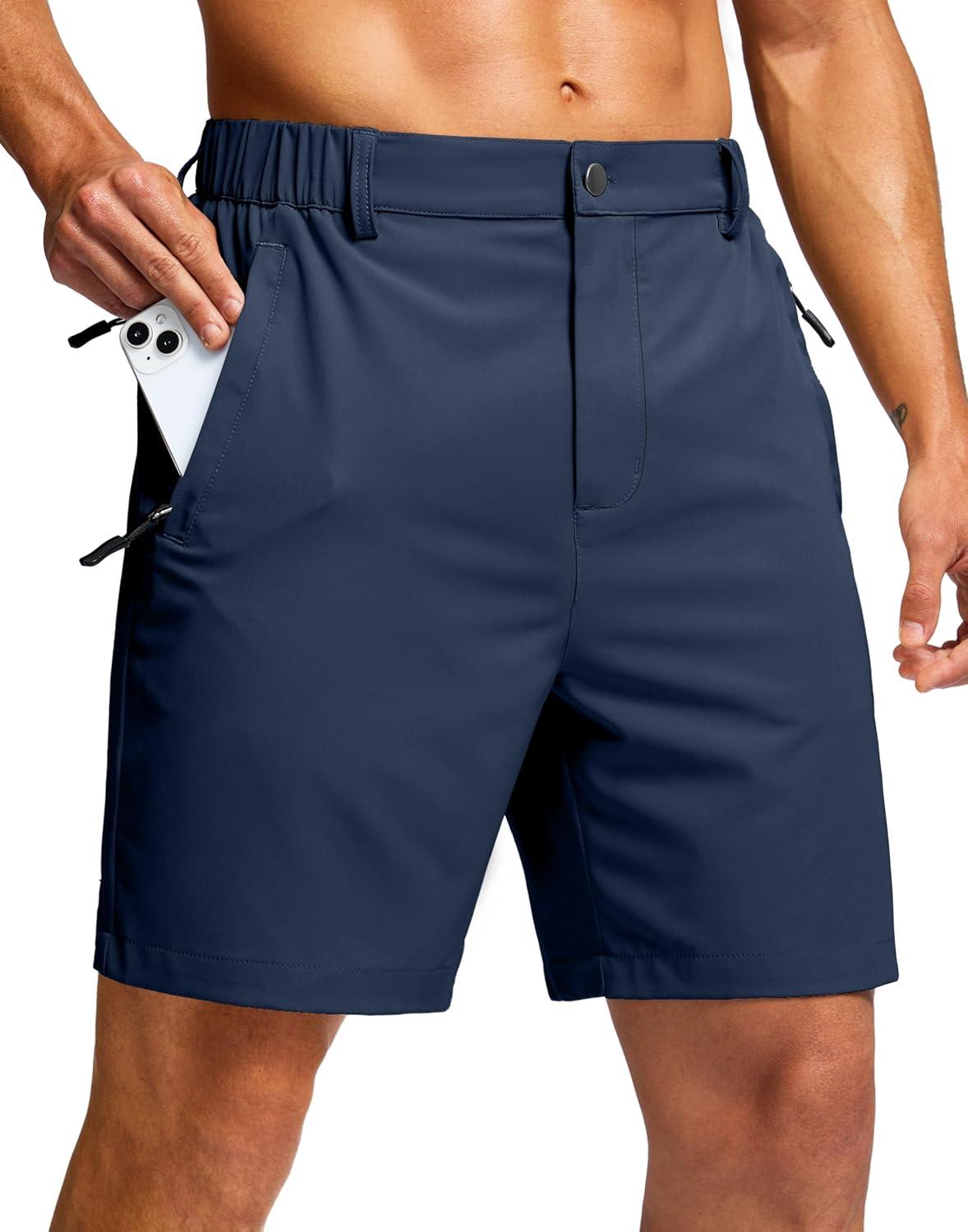 imageG Gradual Mens Shorts 7 5 9 Lightewight Casual Shorts for Men Hiking Golf Shorts with 3 Zipper PocketsNavy