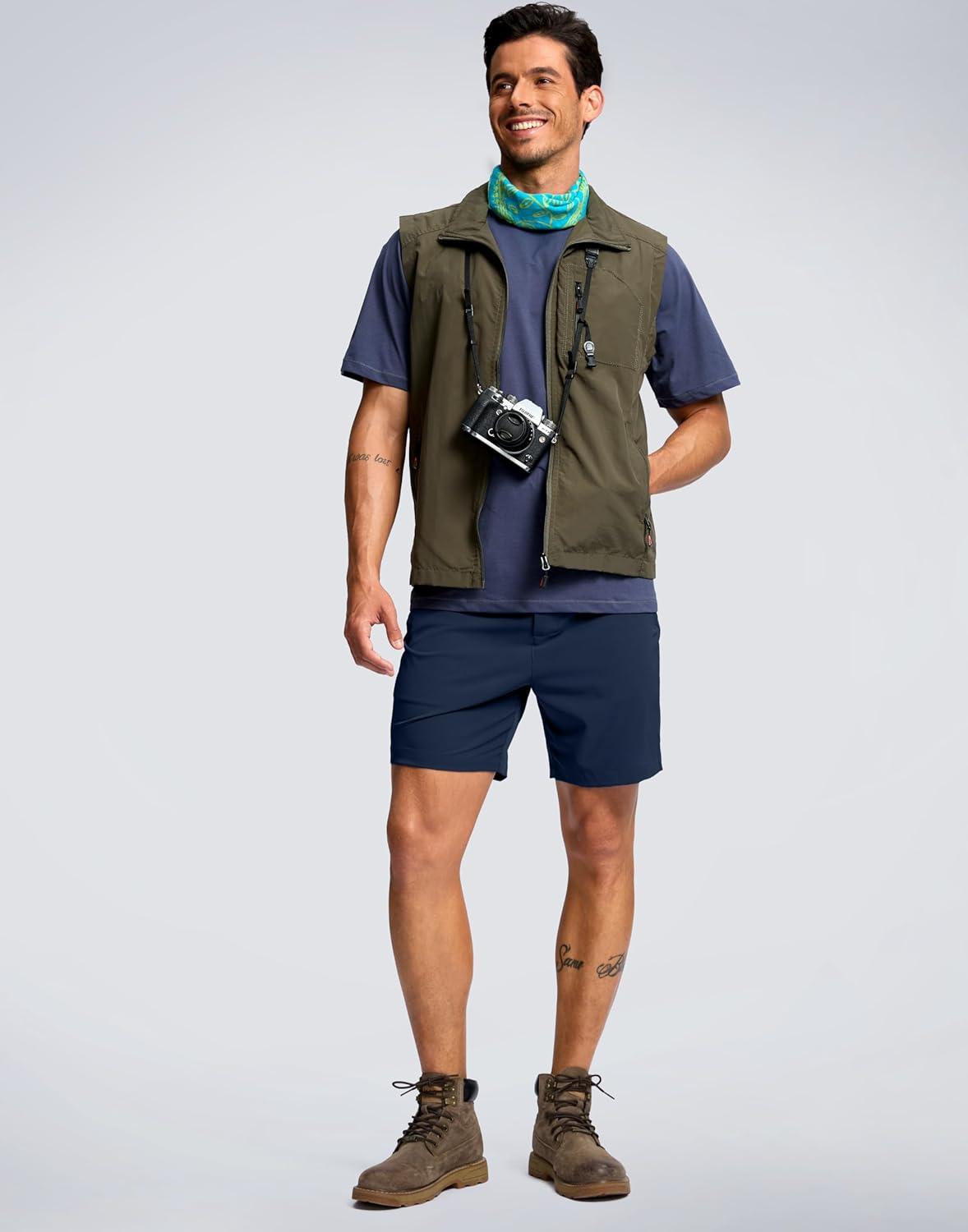 imageG Gradual Mens Shorts 7 5 9 Lightewight Casual Shorts for Men Hiking Golf Shorts with 3 Zipper PocketsNavy