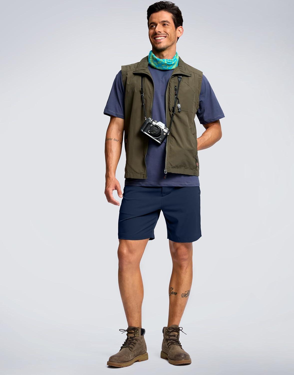 imageG Gradual Mens Shorts 7 5 9 Lightewight Casual Shorts for Men Hiking Golf Shorts with 3 Zipper PocketsNavy