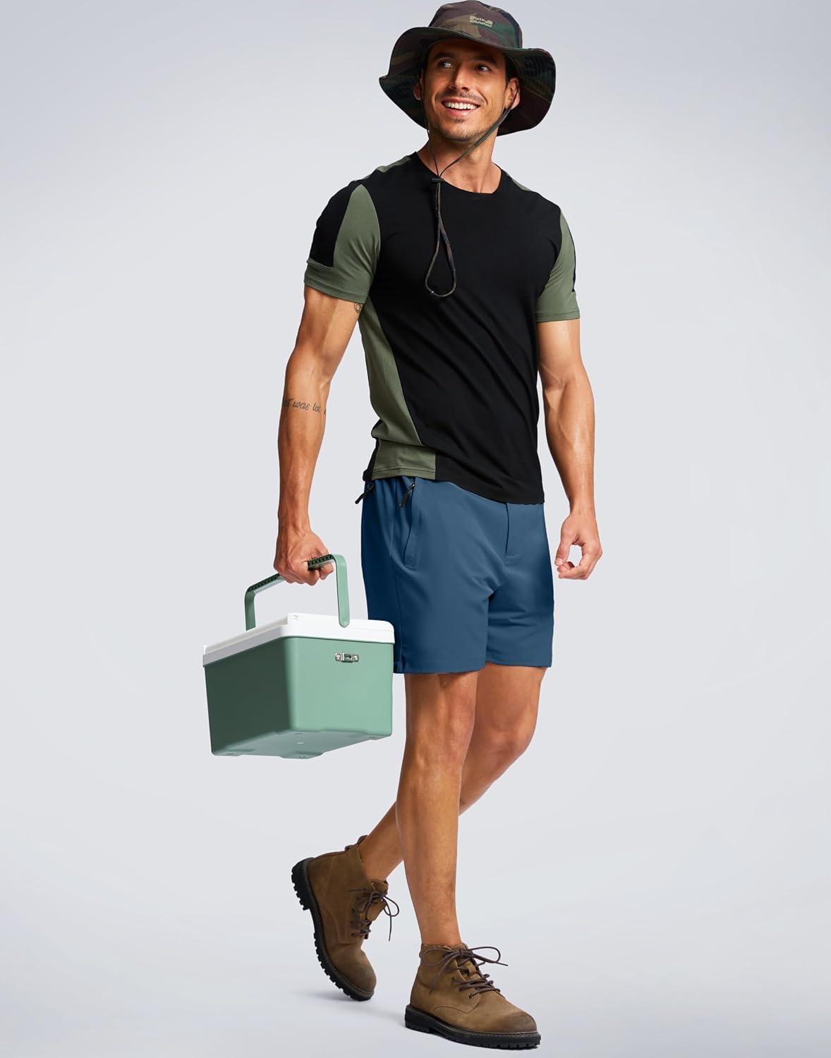 imageG Gradual Mens Shorts 7 5 9 Lightewight Casual Shorts for Men Hiking Golf Shorts with 3 Zipper PocketsTibetan Blue