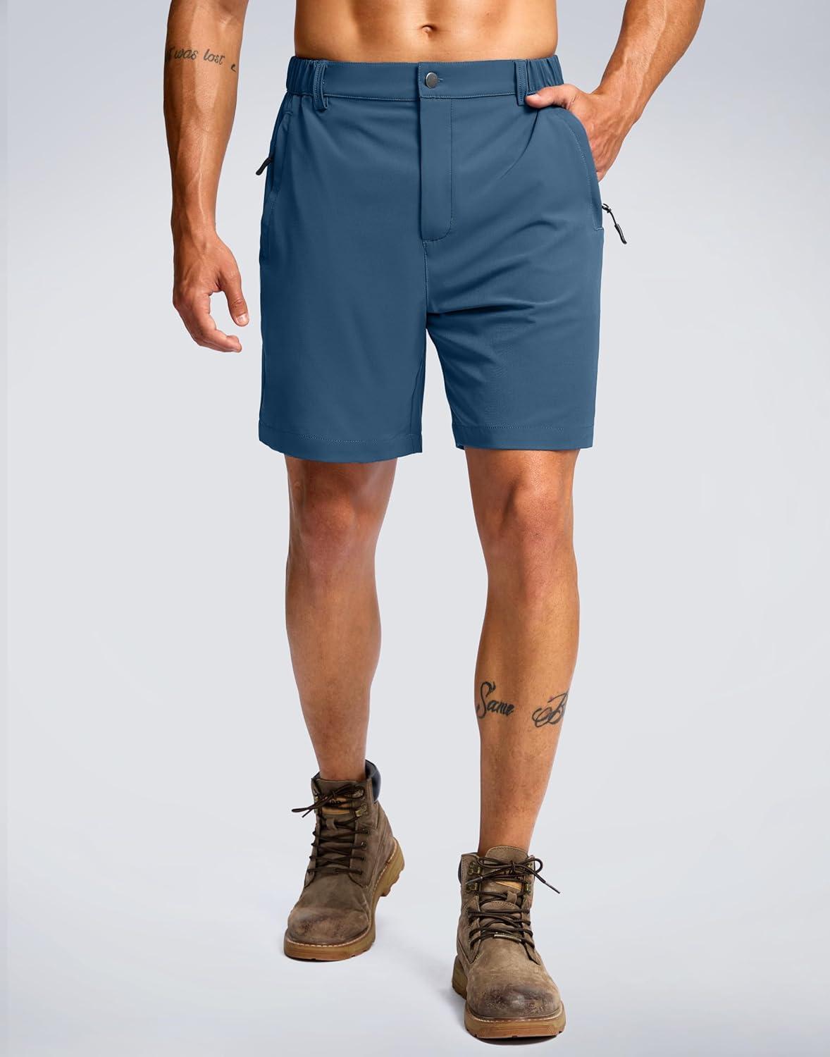 imageG Gradual Mens Shorts 7 5 9 Lightewight Casual Shorts for Men Hiking Golf Shorts with 3 Zipper PocketsTibetan Blue
