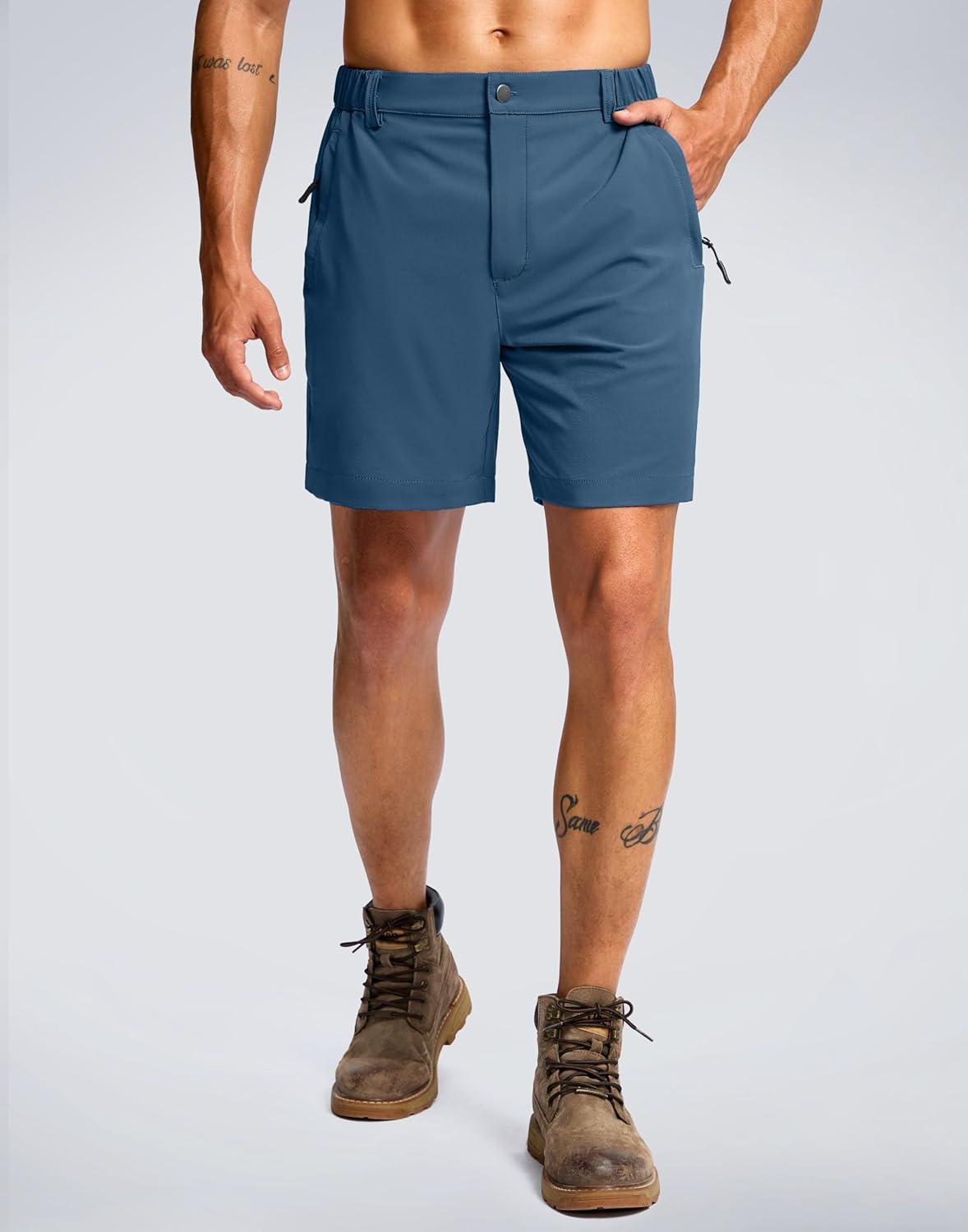 imageG Gradual Mens Shorts 7 5 9 Lightewight Casual Shorts for Men Hiking Golf Shorts with 3 Zipper PocketsTibetan Blue