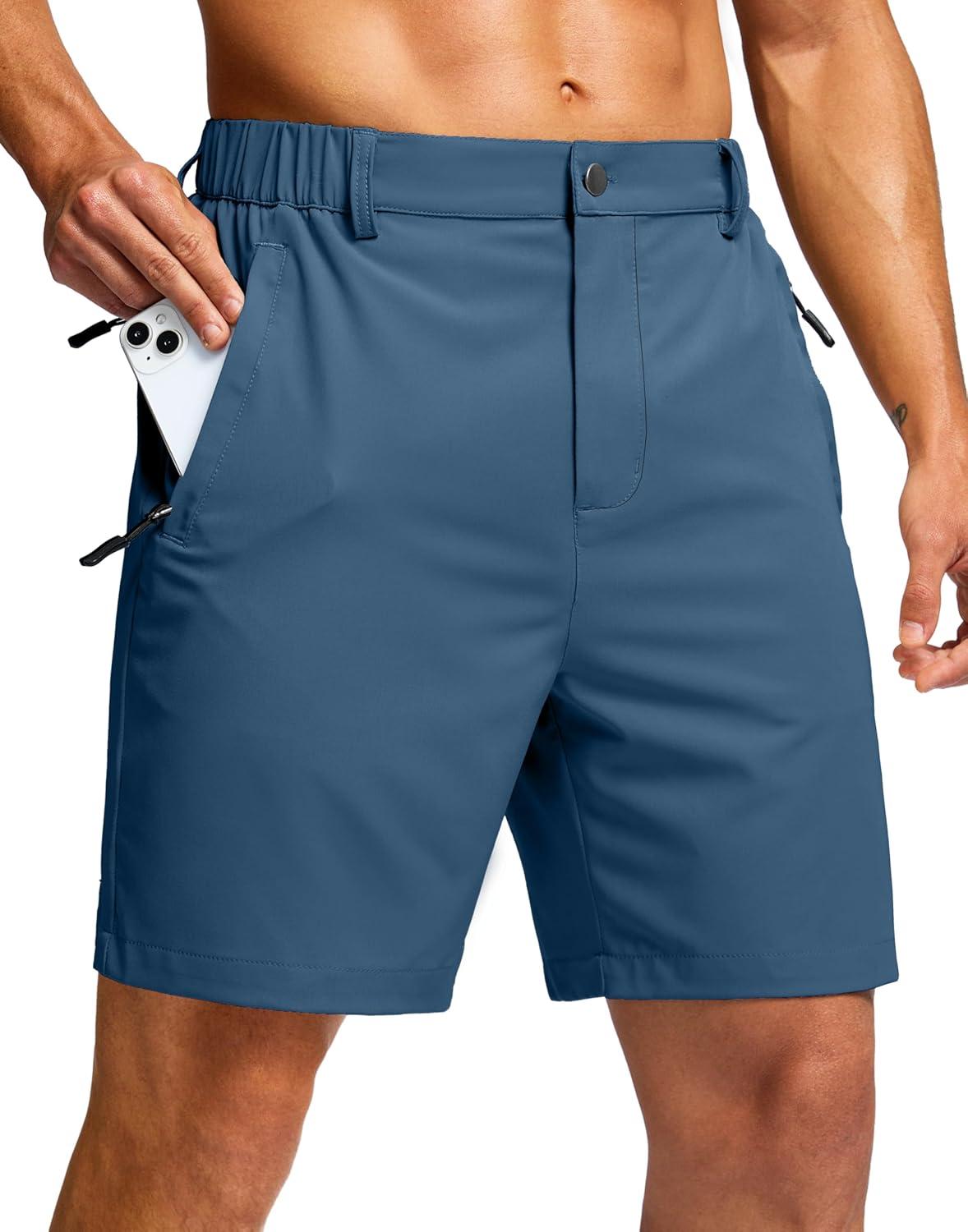 imageG Gradual Mens Shorts 7 5 9 Lightewight Casual Shorts for Men Hiking Golf Shorts with 3 Zipper PocketsTibetan Blue