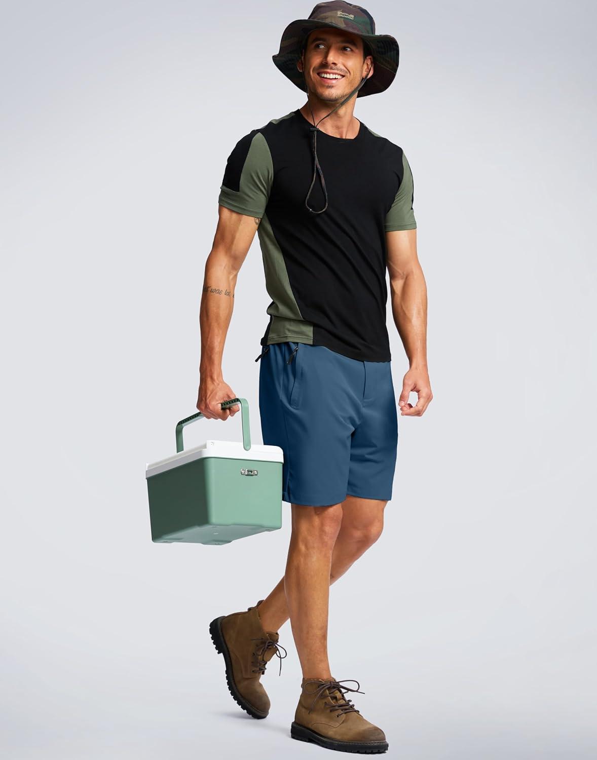 imageG Gradual Mens Shorts 7 5 9 Lightewight Casual Shorts for Men Hiking Golf Shorts with 3 Zipper PocketsTibetan Blue